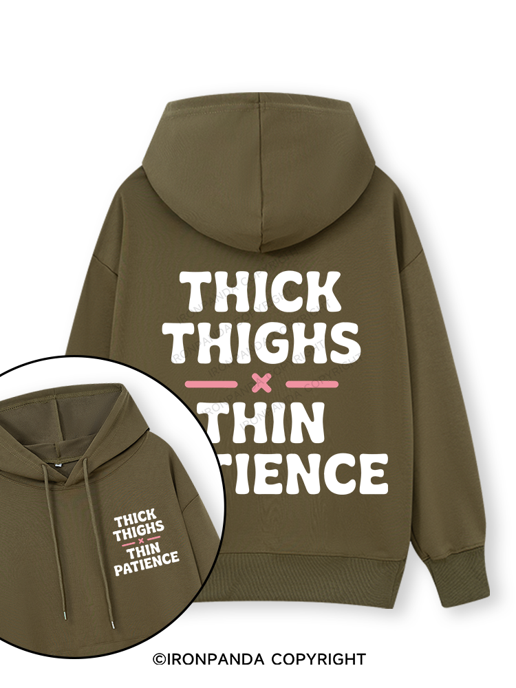 THICK THIGHS × THIN PATIENCE Double-Sided Printed Classic Gym Hoodie