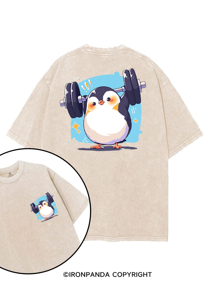 PENGUIN POWER WEIGHTLIFTING CLUB printed Gym Shirt