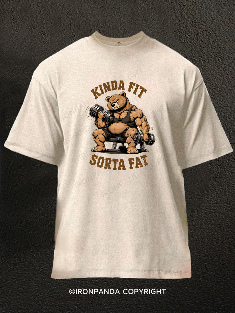 Kinda Fit Sorta Fat Power Bear Washed Gym Shirt