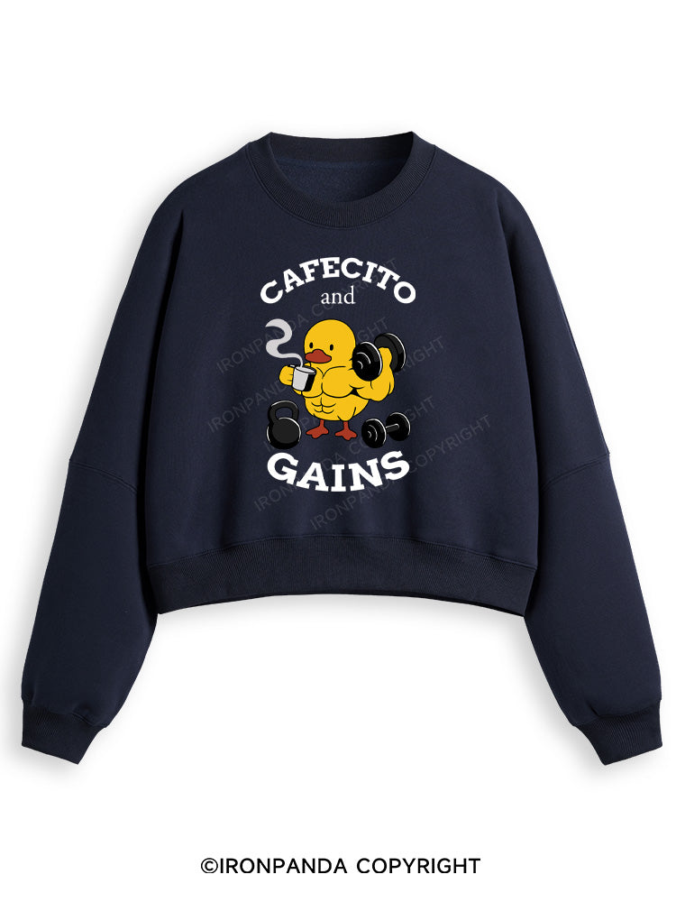 CAFECITO AND GAINS Fleece Crop Sweatshirt