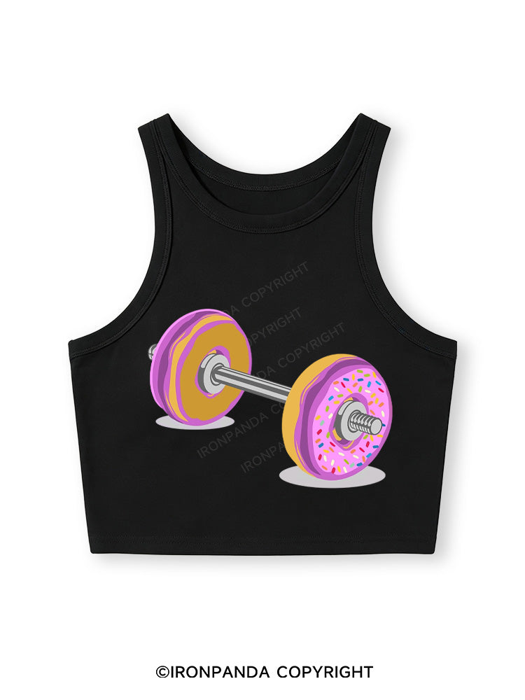 DONUT BARBELL Fitted Crop Tank Top