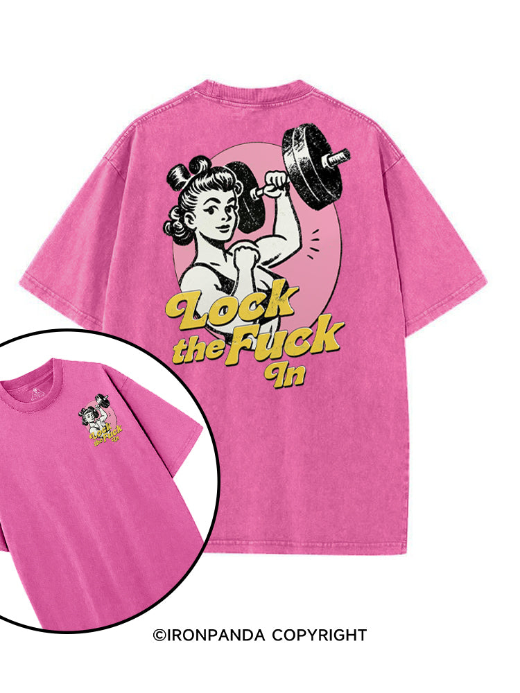 LOCK THE FUCK IN STRONG WOMEN printed Gym Shirt