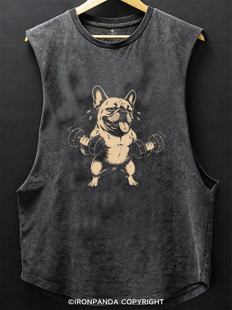 Gym Bro French Bulldog Scoop Bottom Cotton Tank