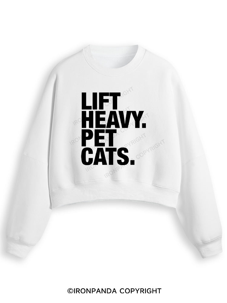 LIFT HEAVY PET CATS Fleece Crop Sweatshirt