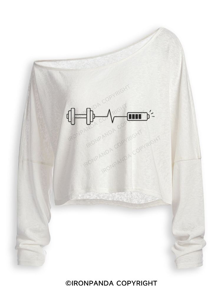 LOW BATTERY SOLUTION Off Shoulder Long Sleeve Crop Top