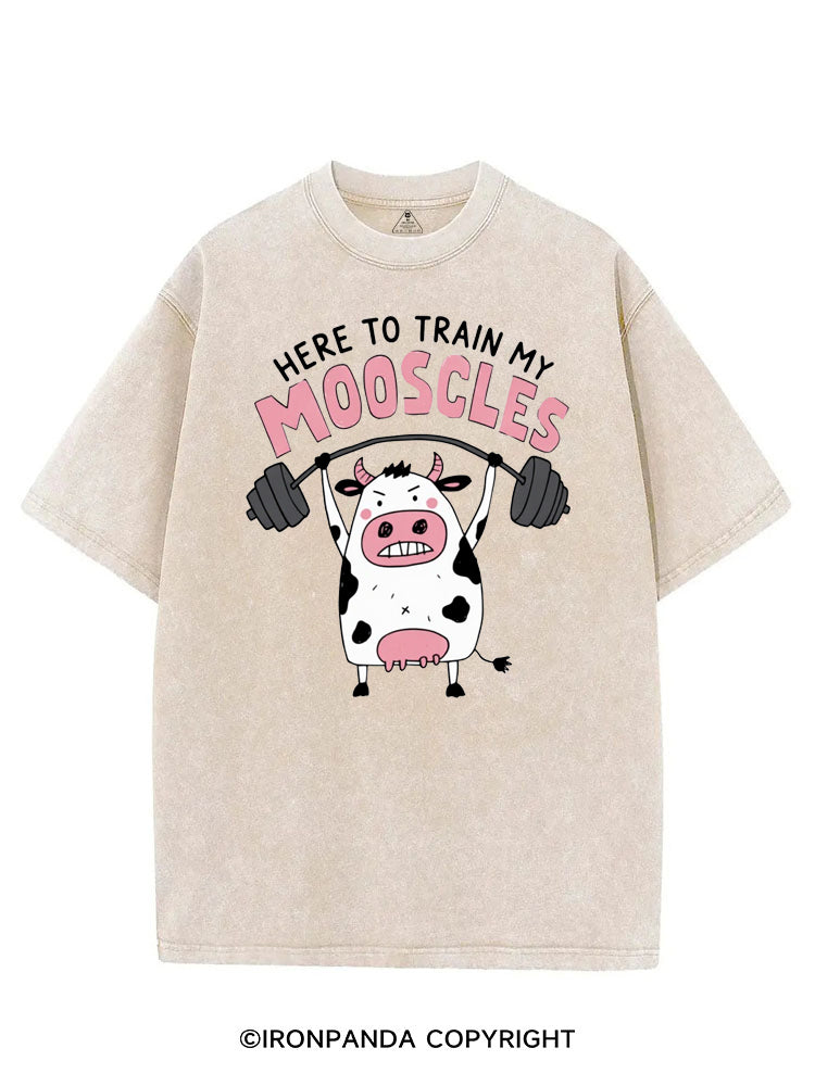 HERE TO TRAIN MY MOOSCLES VINTAGE GYM SHIRT