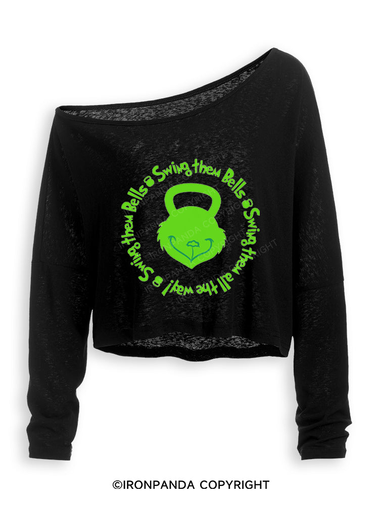 Swing them Bells, Swing them Bells, Swing them all the way Off Shoulder Long Sleeve Crop Top