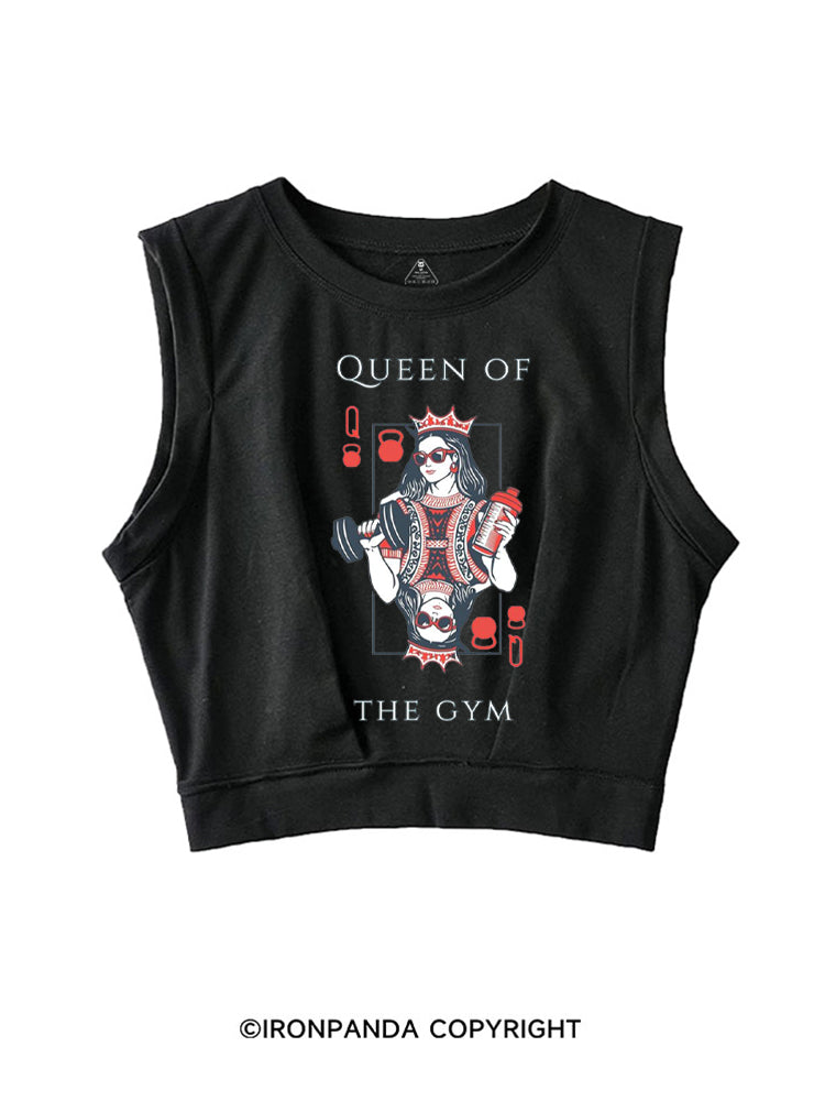 QUEEN OF THE GYM POKER SLEEVELESS CROP TOPS