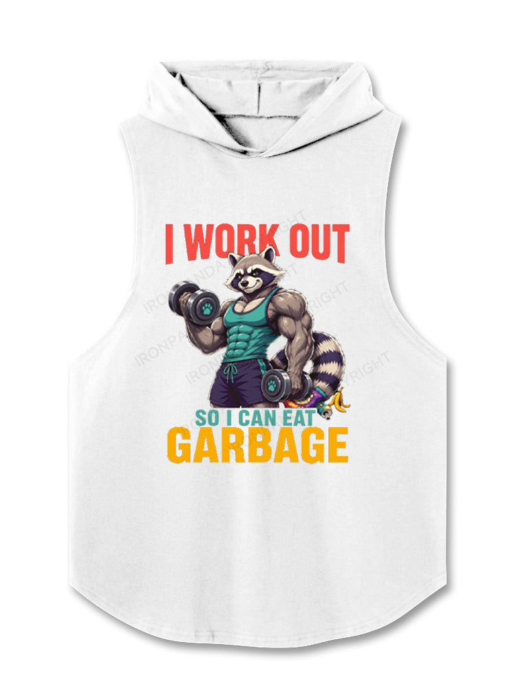 Buff Raccoon Workout for Garbage Hooded Tank