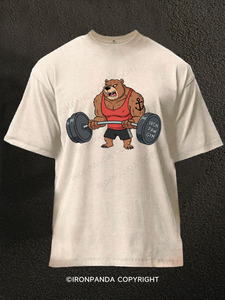 Strong Bear Curling Weights Washed Gym Shirt