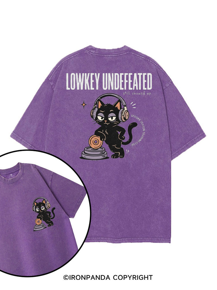 LOWKEY UNDEFEATED STILL SHOWD UP SPOOKY SEASON TRAINING CLUB printed Gym Shirt