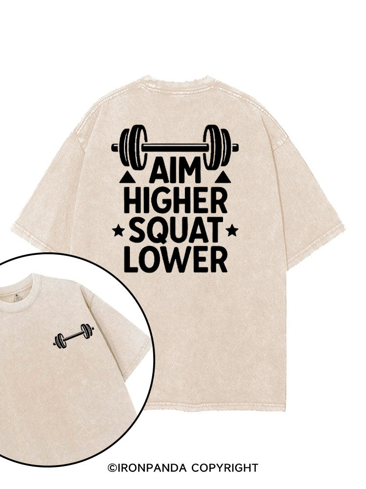 AIM HIGHER SQUAT LOWER POSITIVE GYM printed Gym Shirt