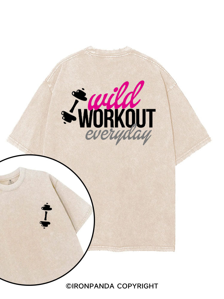 WILD WORKOUT EVERYDAY printed Gym Shirt