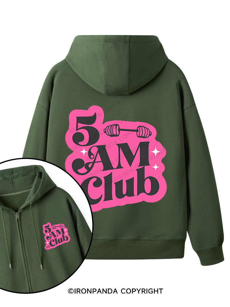 5 AM Club Double-Sided Printed Fleece Zip Up Hoodie