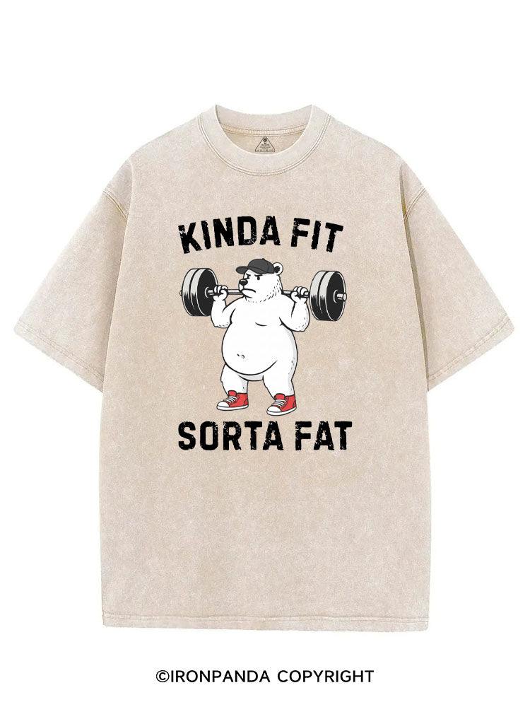 KINDA FIT, SORTA FAT WEIGHTLIFTING GYM VINTAGE GYM SHIRT