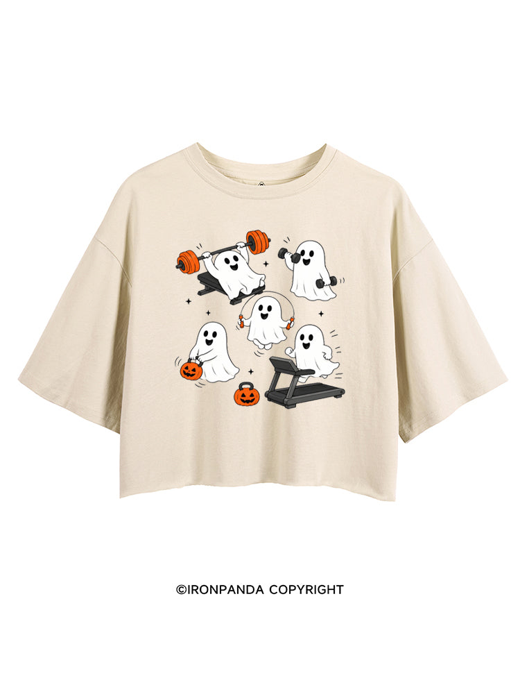 GHOST HALLOWEEN WORKOUT FITNESS CROP TOPS