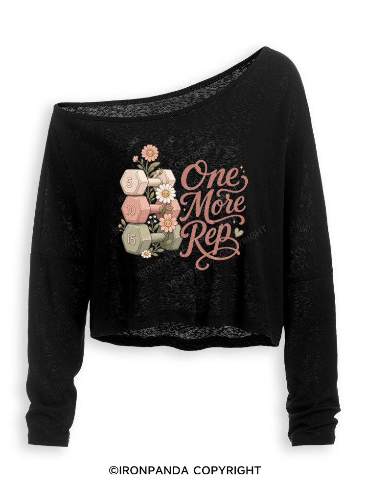 ONE MORE REP WORKOUT Off Shoulder Long Sleeve Crop Top