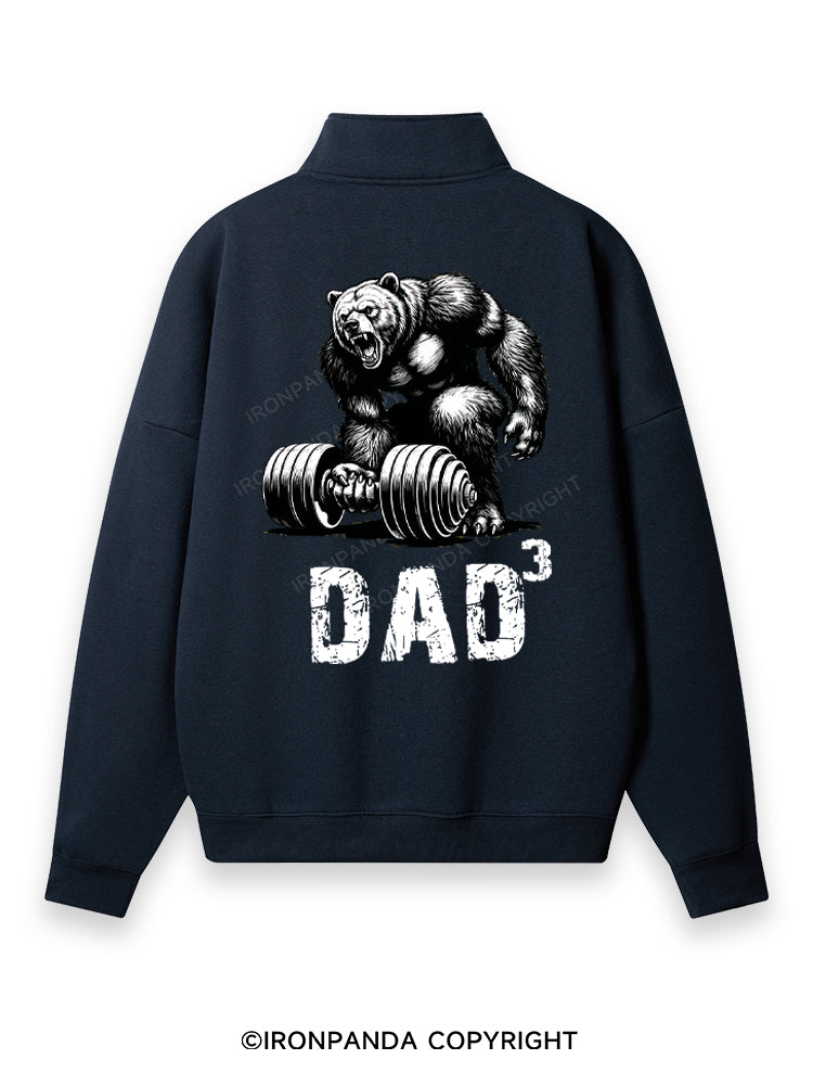 Dad Bear Back Printed Quarter-Zip Fleece Sweatshirt