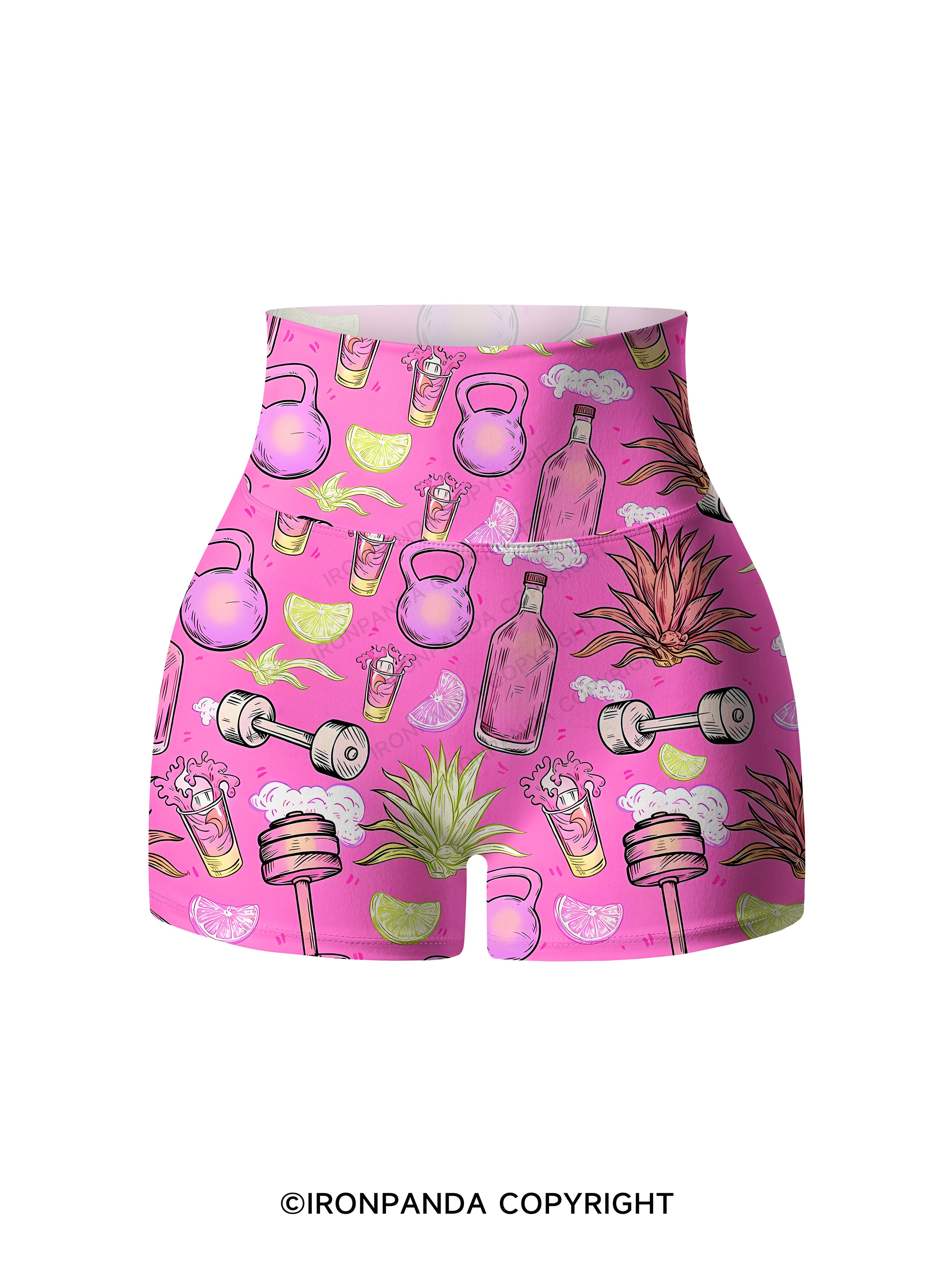 Pink Margarita Printed Yoga Shorts