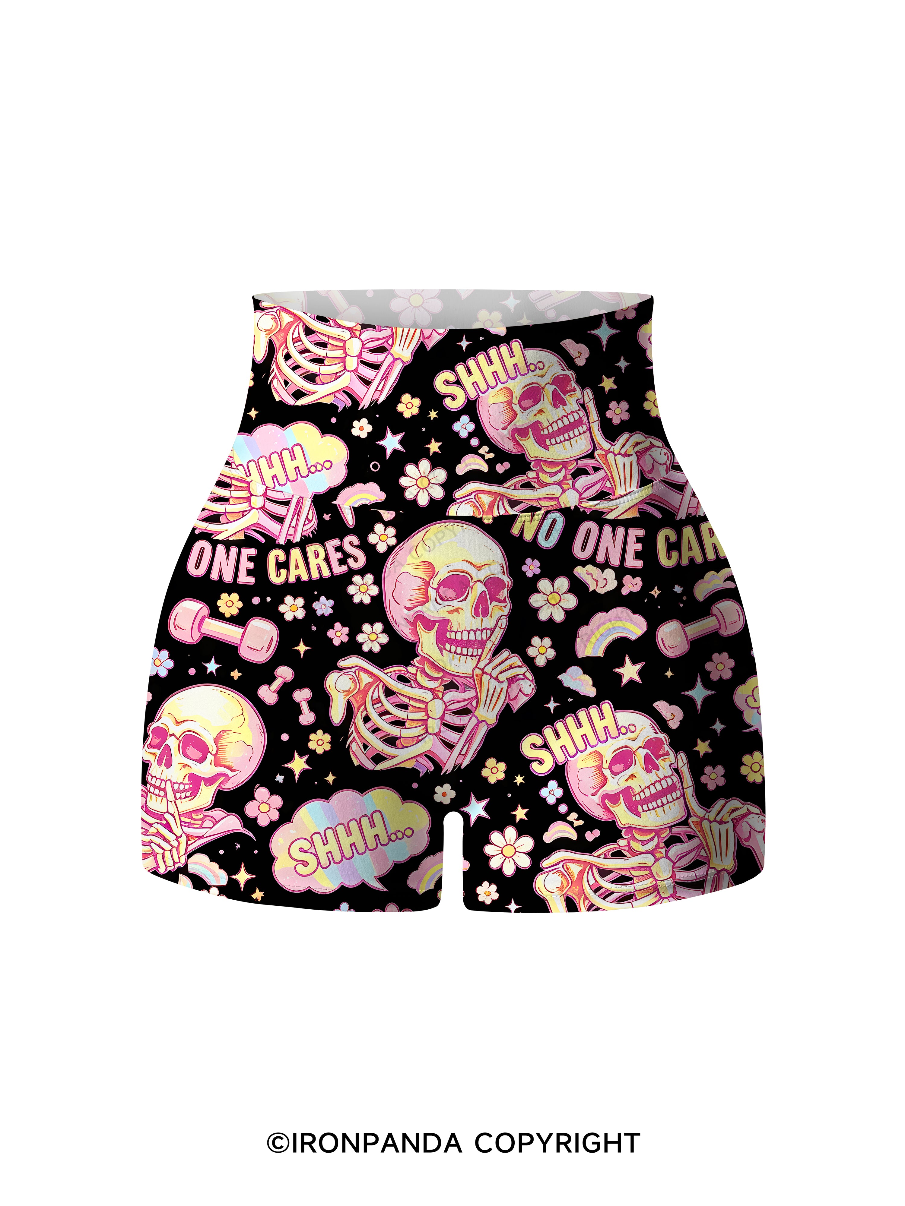 shhh no one cares Printed Yoga Shorts