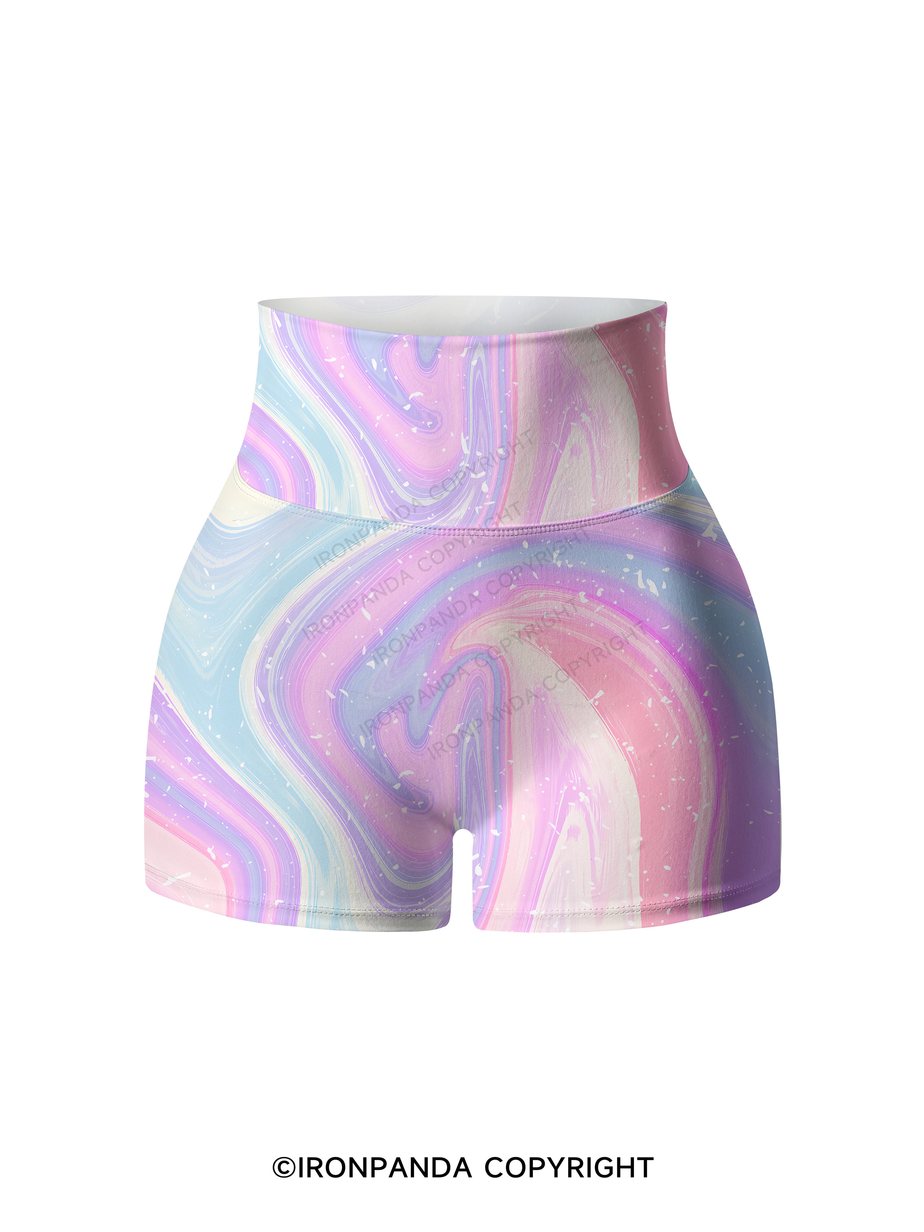 Speckled Pastel Swirl Printed Yoga Shorts