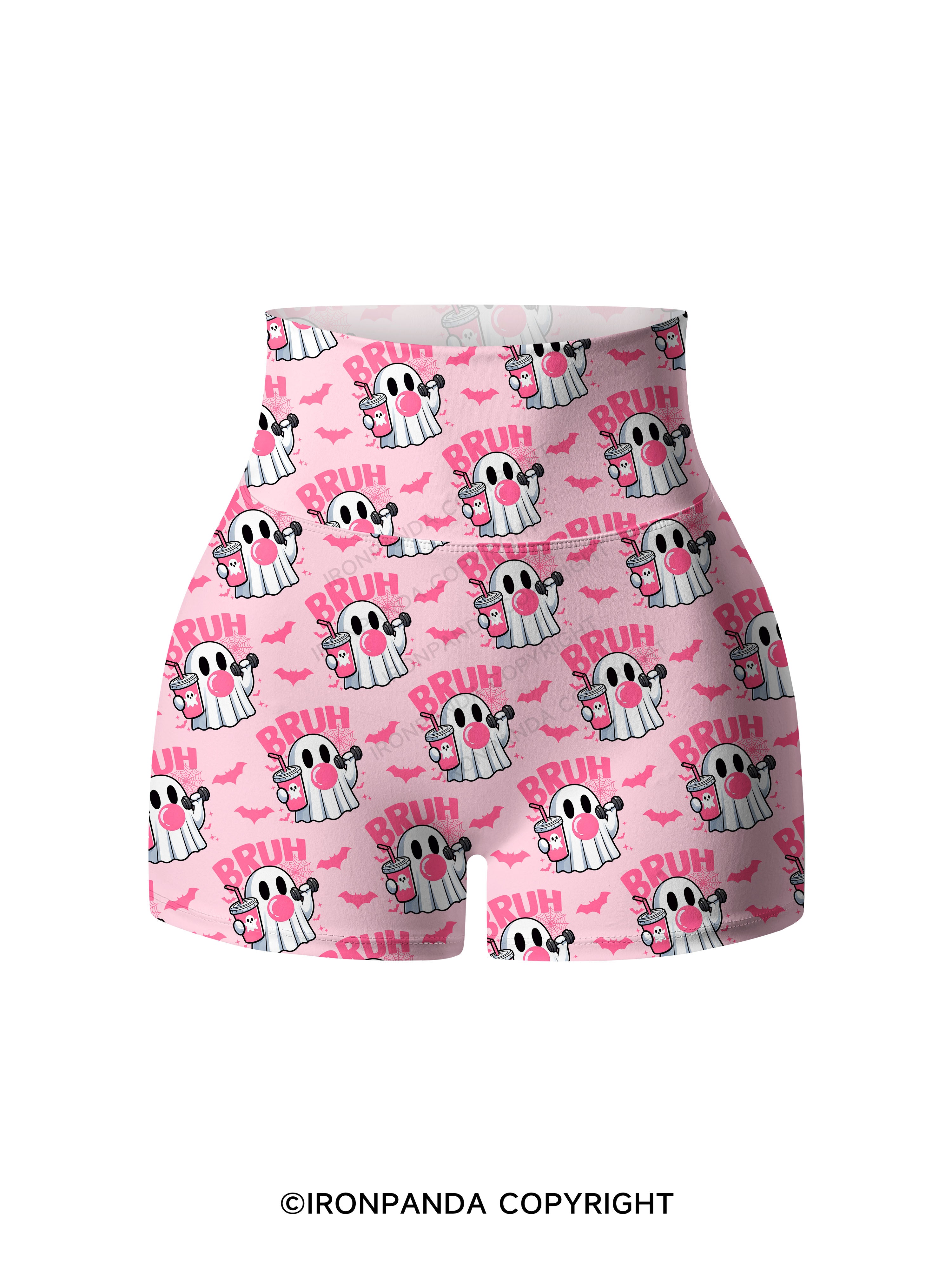 BRUH GHOST Printed Yoga Shorts
