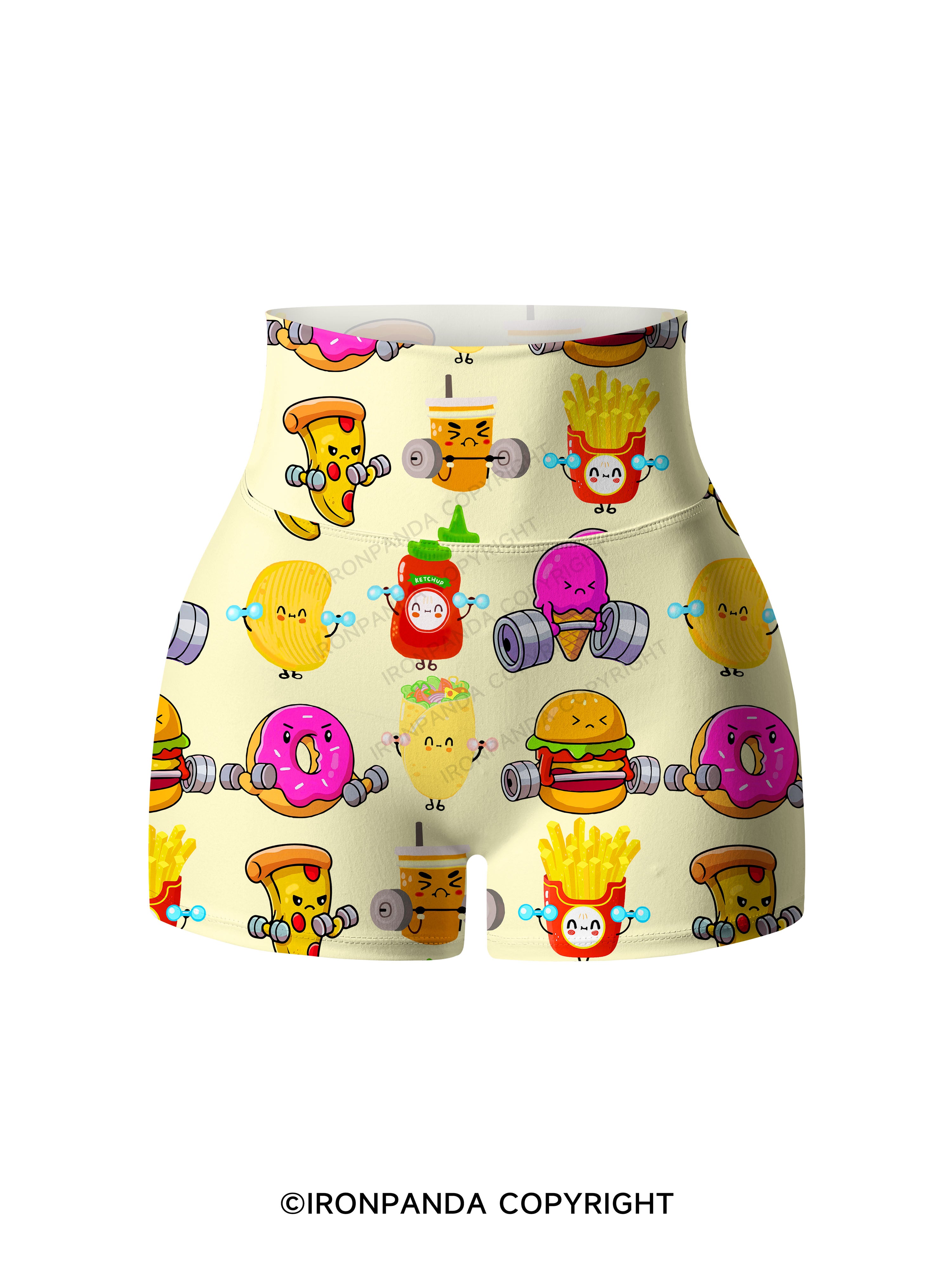 Fast Food Lifting Printed Yoga Shorts