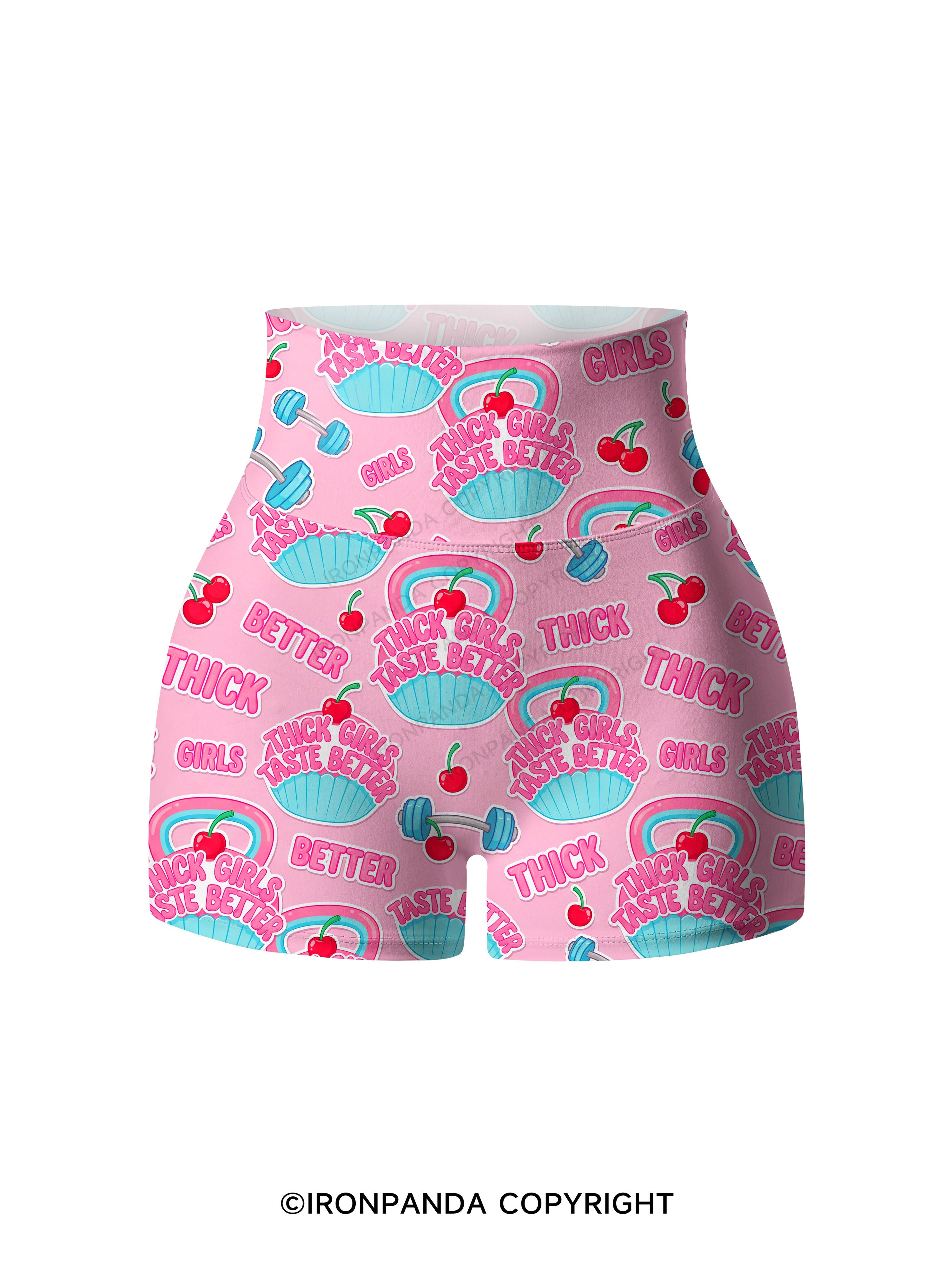 THICK GIRLS TASTE BETTER Printed Yoga Shorts