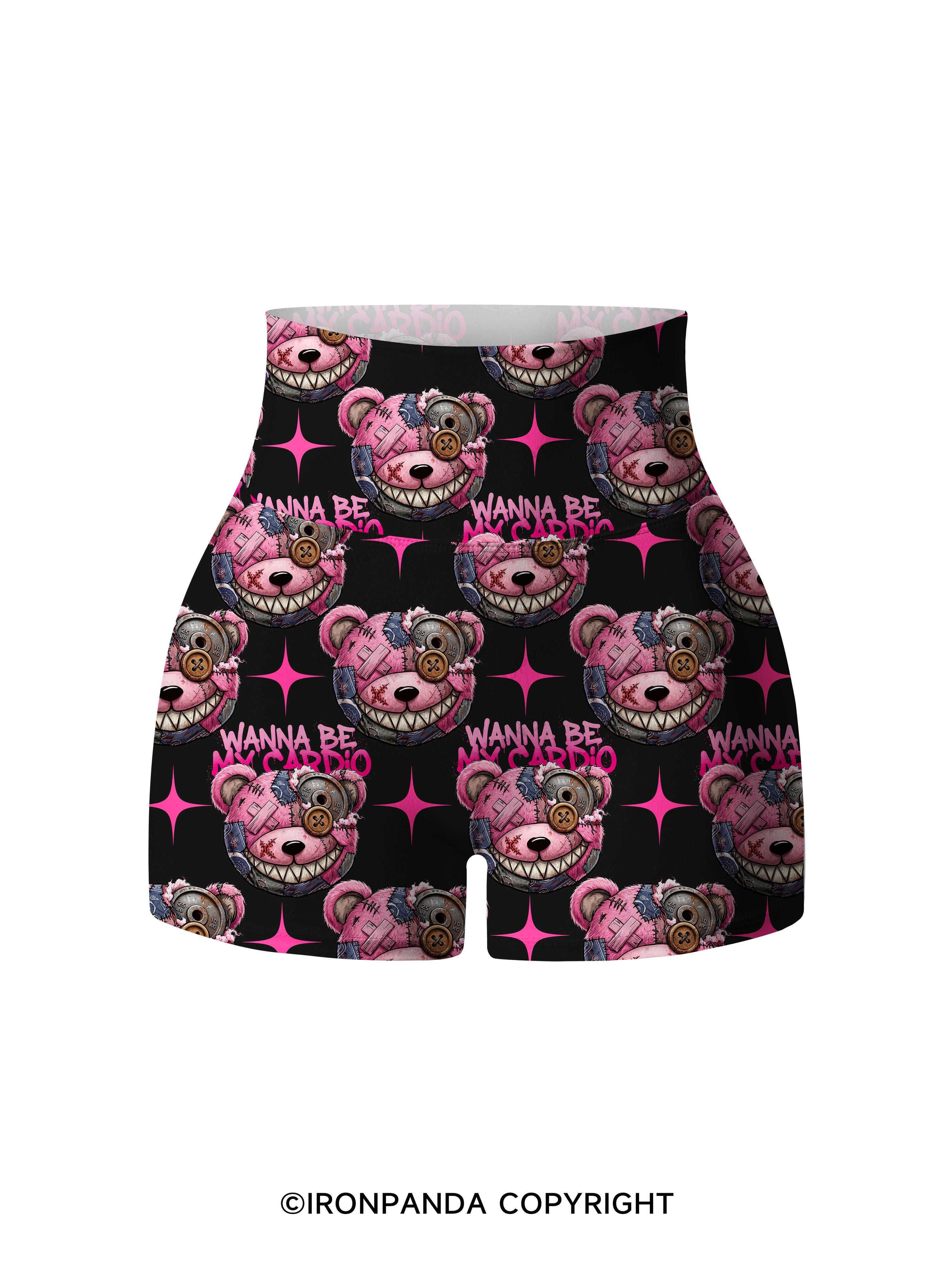WANNA BE MY CARDIO? Printed Yoga Shorts