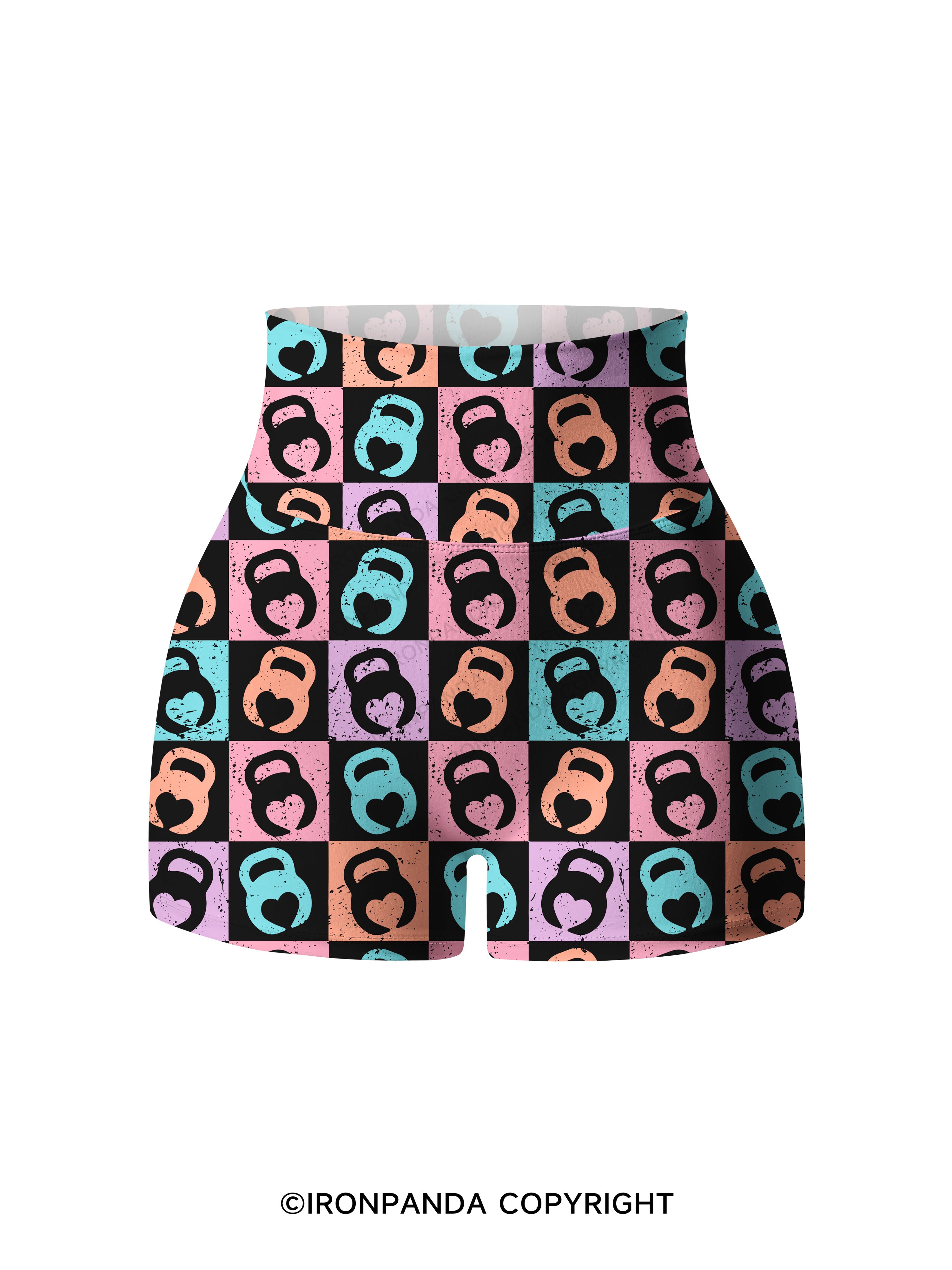 COLORS KETTLEBELL HEART Printed Yoga Shorts