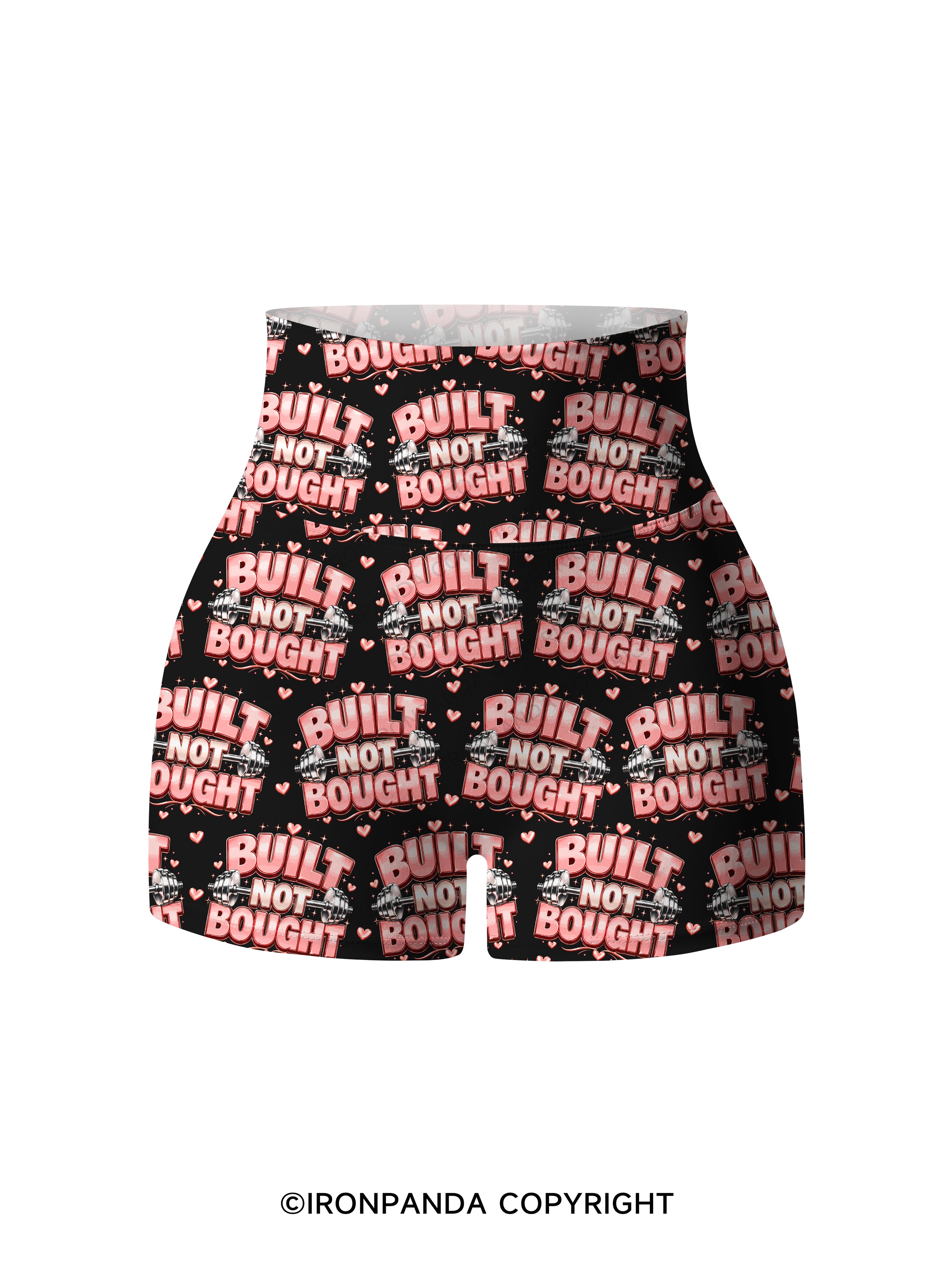 BUILT NOT BOUGHT POSITIVE GYM Printed Yoga Shorts