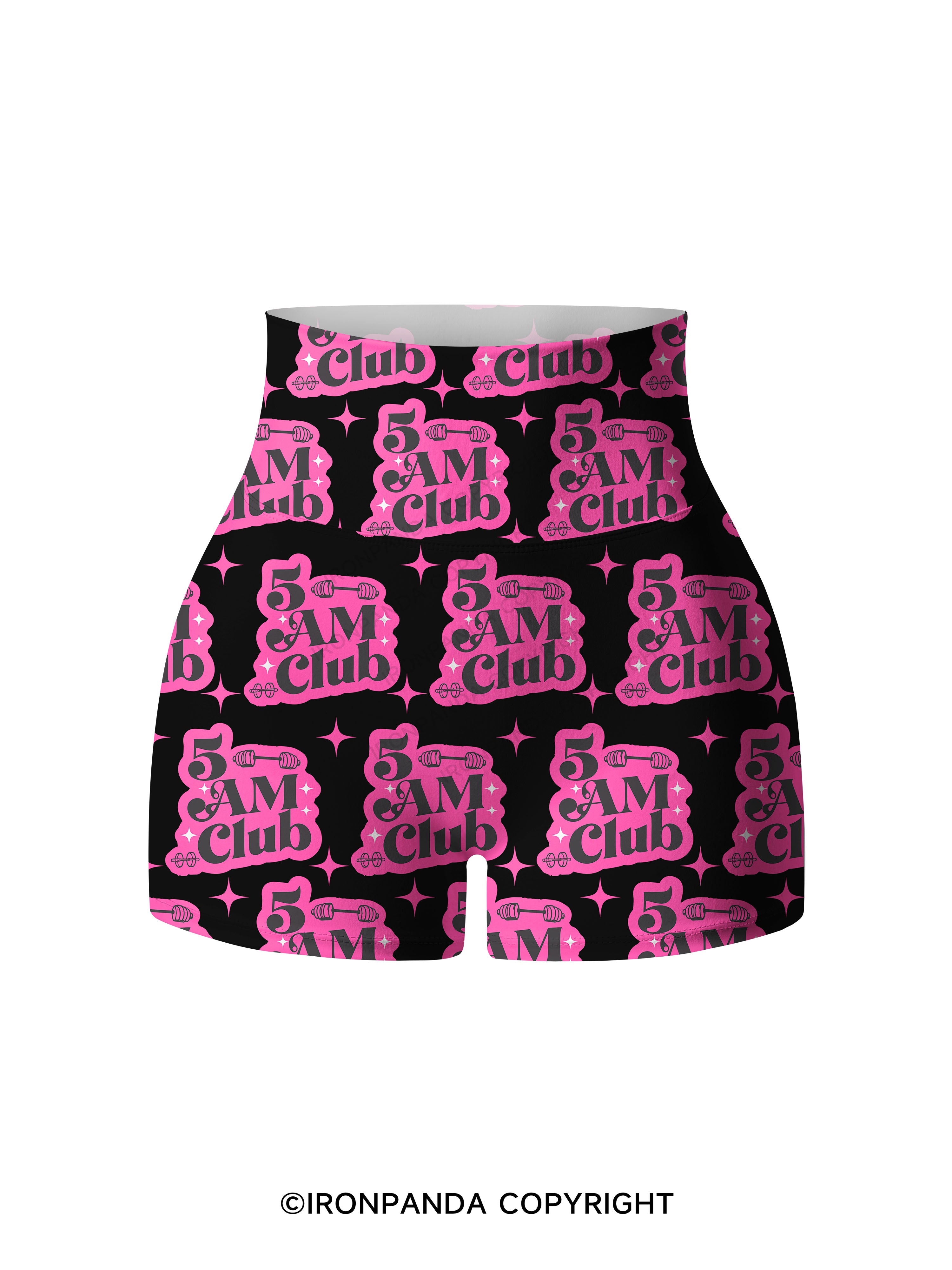 5 AM Club Printed Yoga Shorts