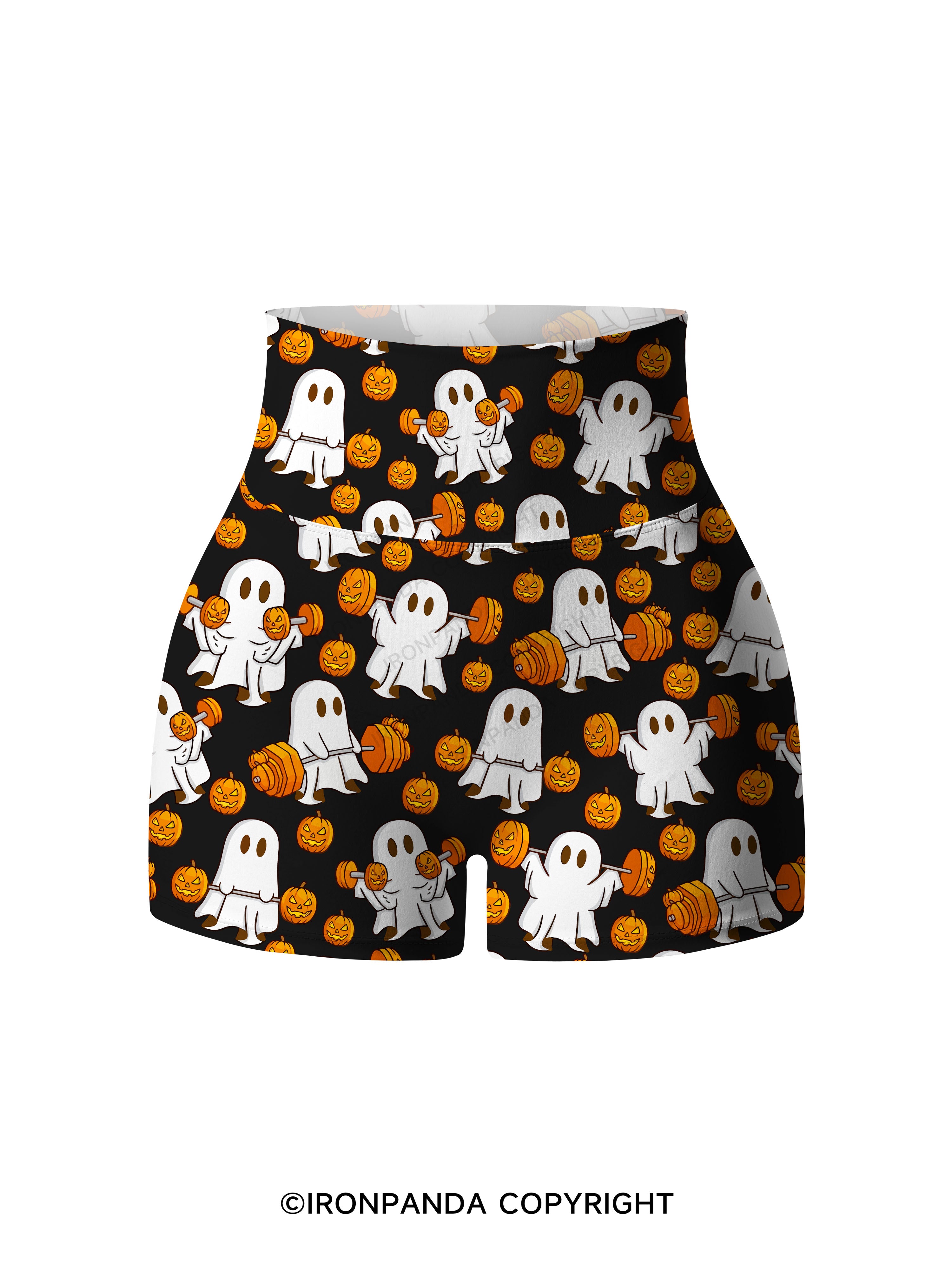 WEIGHT LIFTING GHOSTS FUNNY FITNESS Printed Yoga Shorts