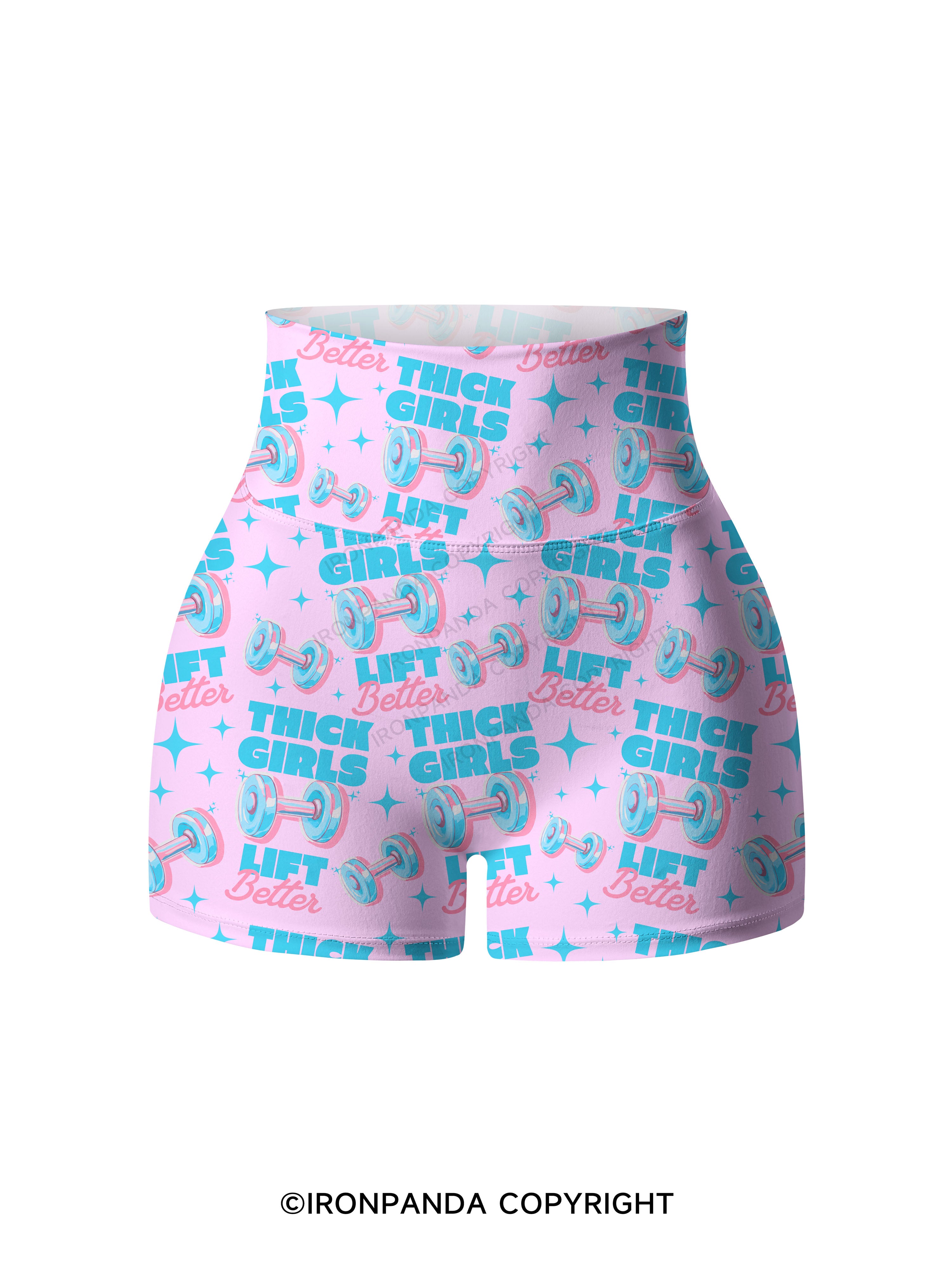 THICK THIGHS LIFT BETTER Printed Yoga Shorts