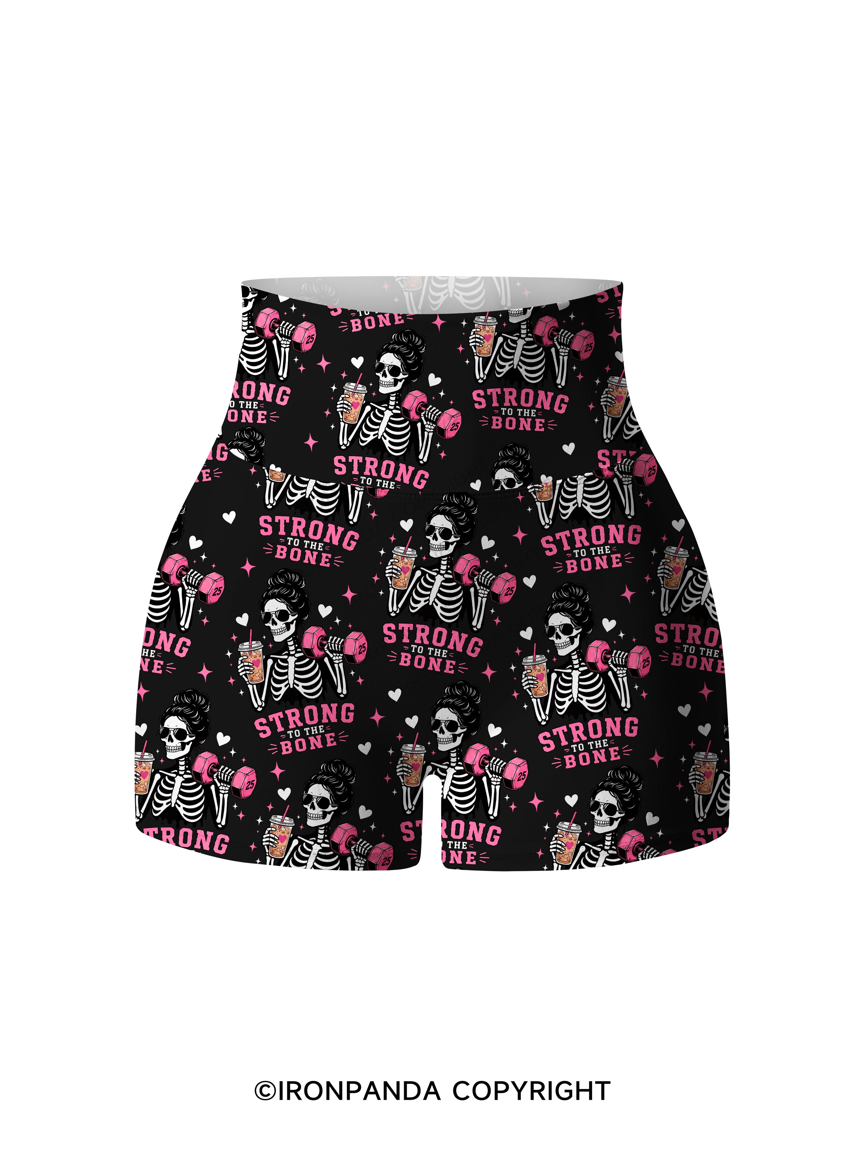 STRONG TO THE BONE Printed Yoga Shorts