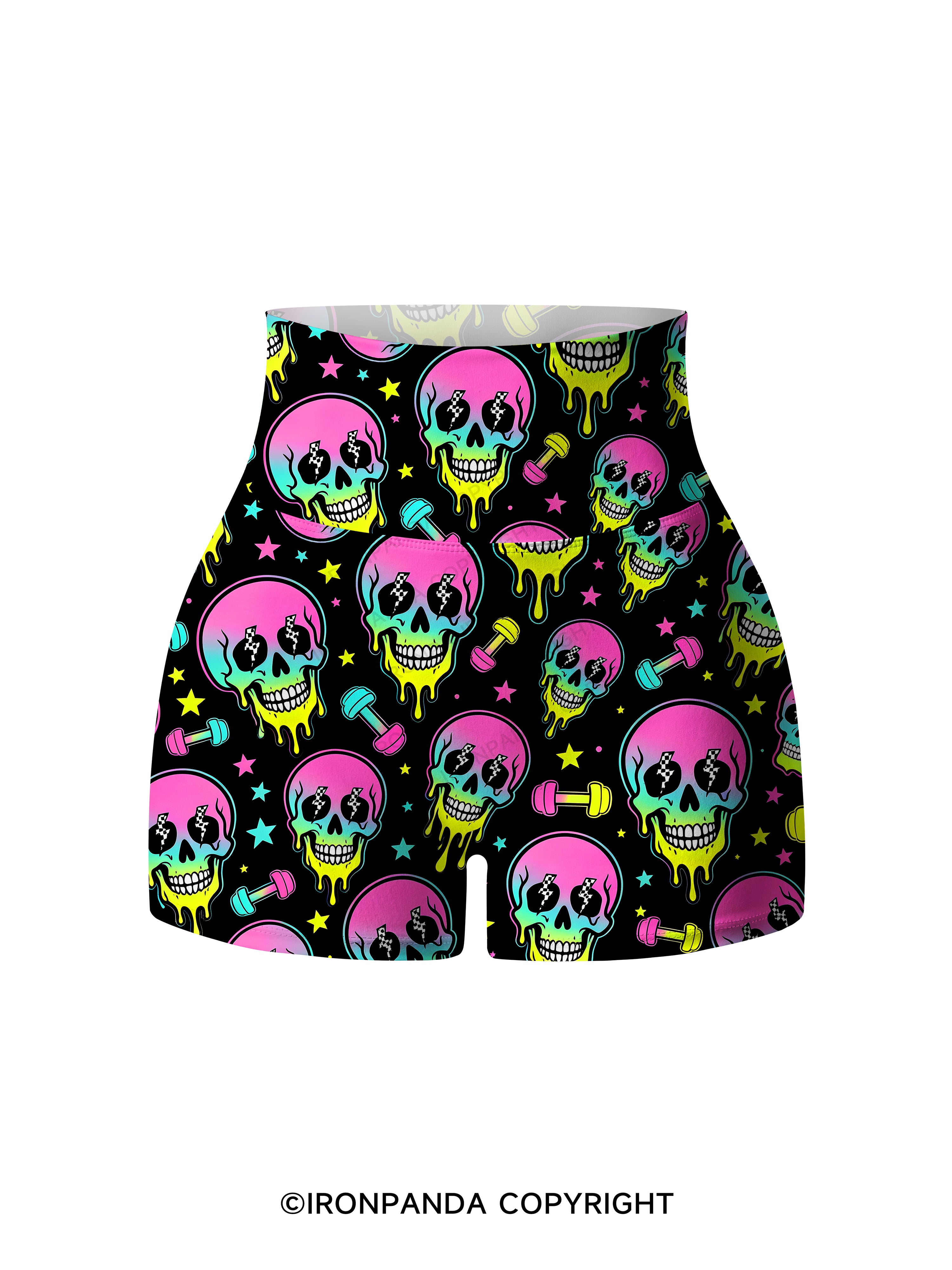 Skull Gym Gains Printed Yoga Shorts