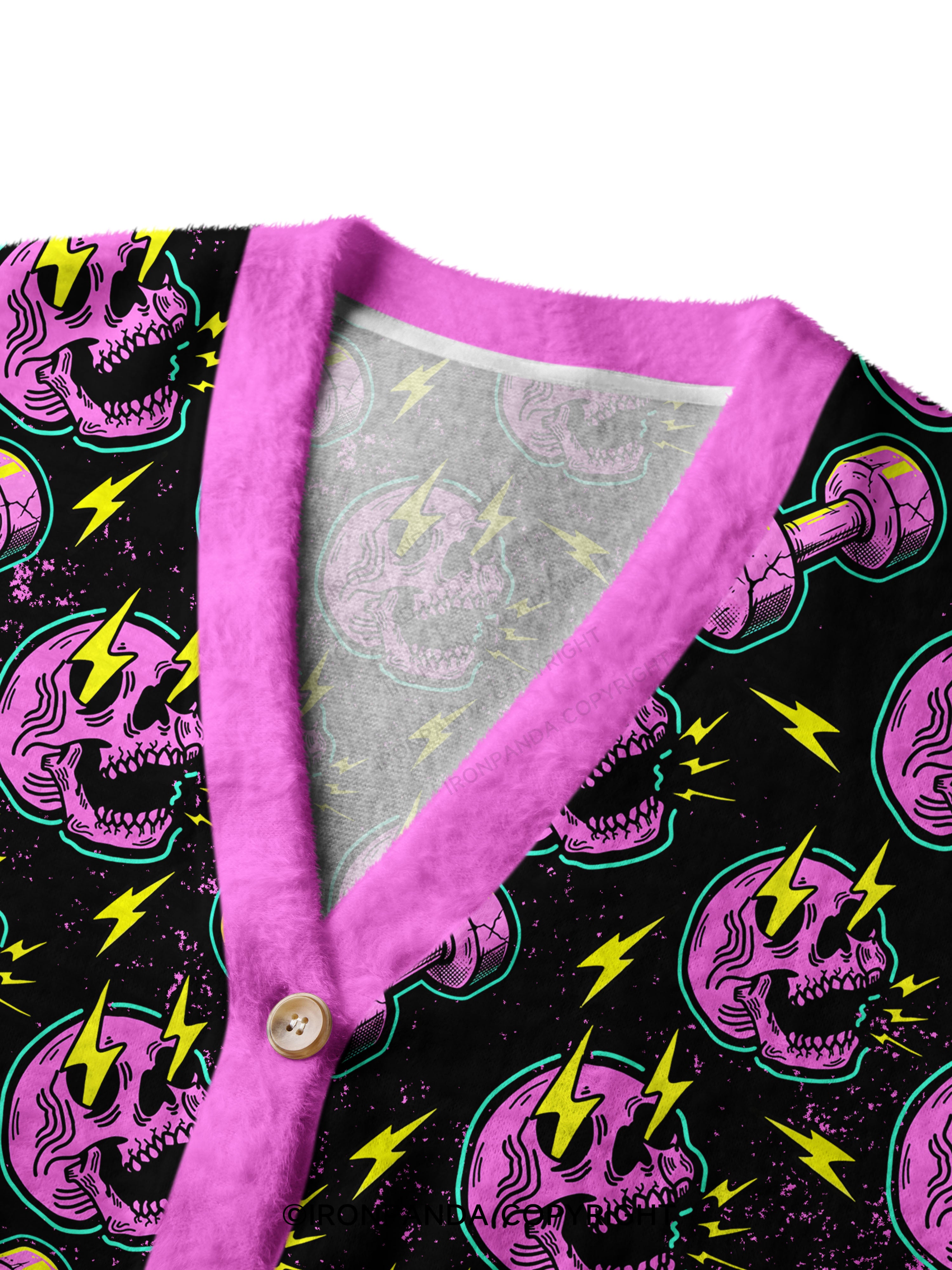 LIGHTNING SKELETON Crop Ugly Cardigan Sweater