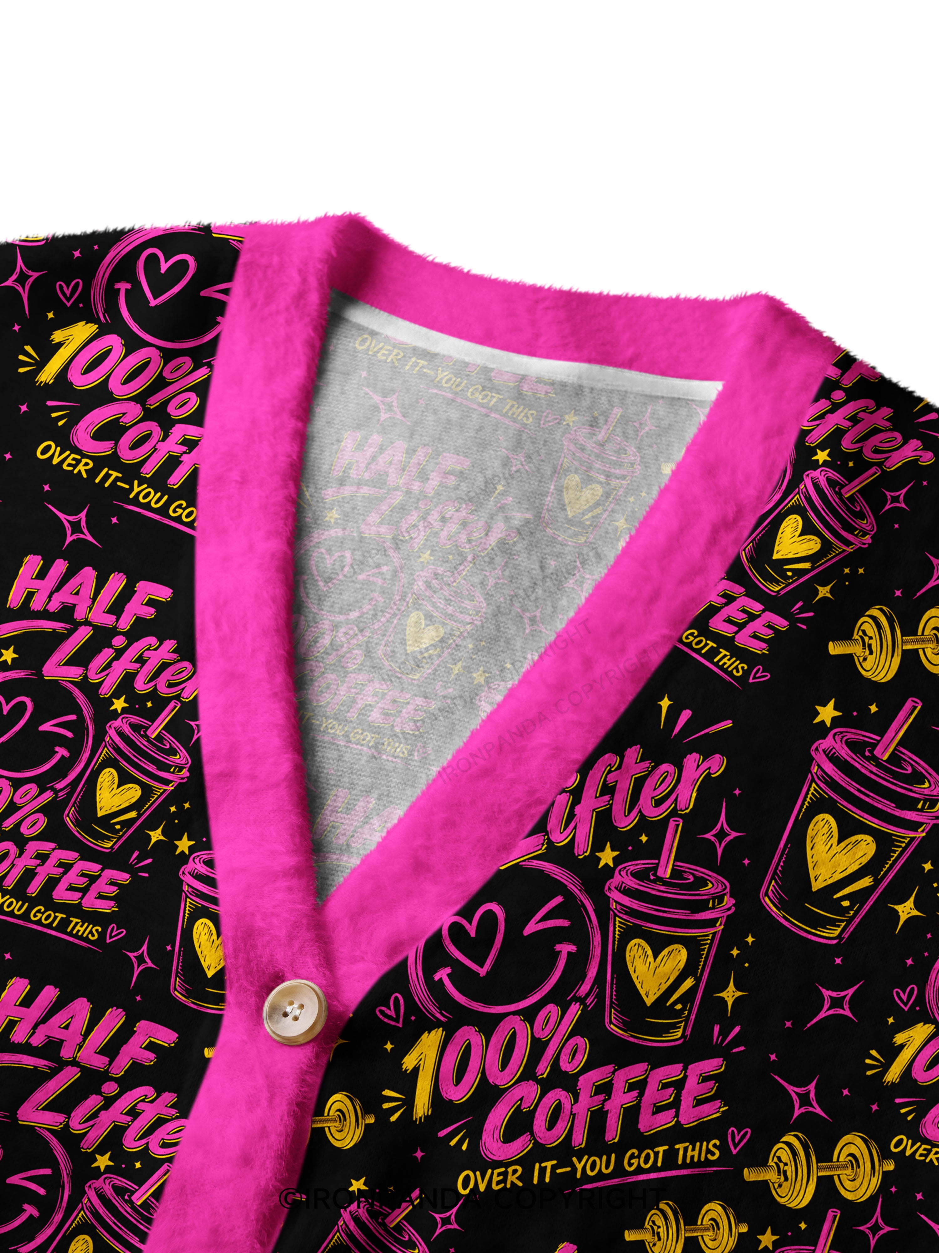 HALF LIFTER 100% COFFEE OVER IT YOU GOT THIS Crop Ugly Cardigan Sweater
