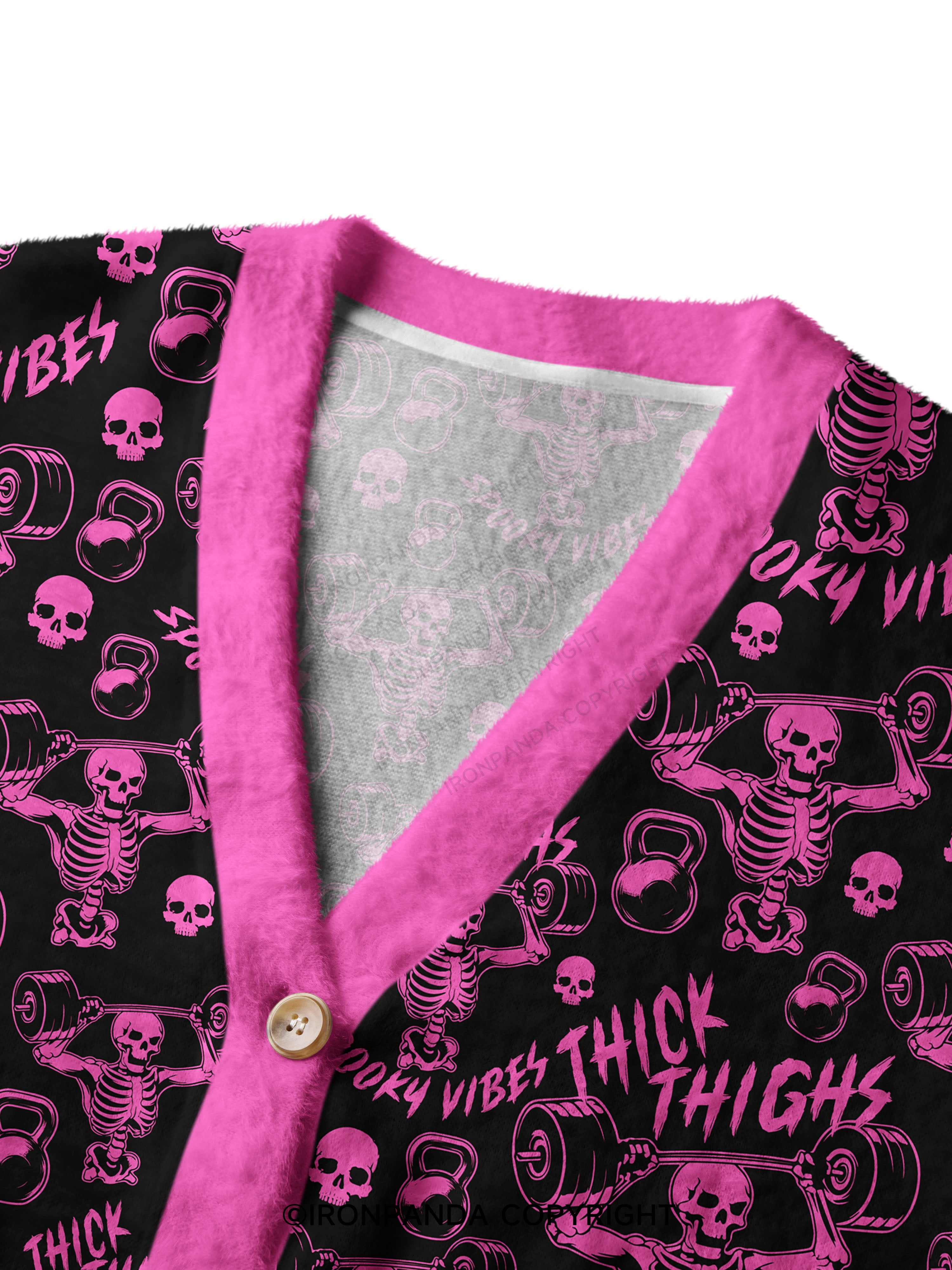 Thick Thighs Spooky Vibes Crop Ugly Cardigan Sweater