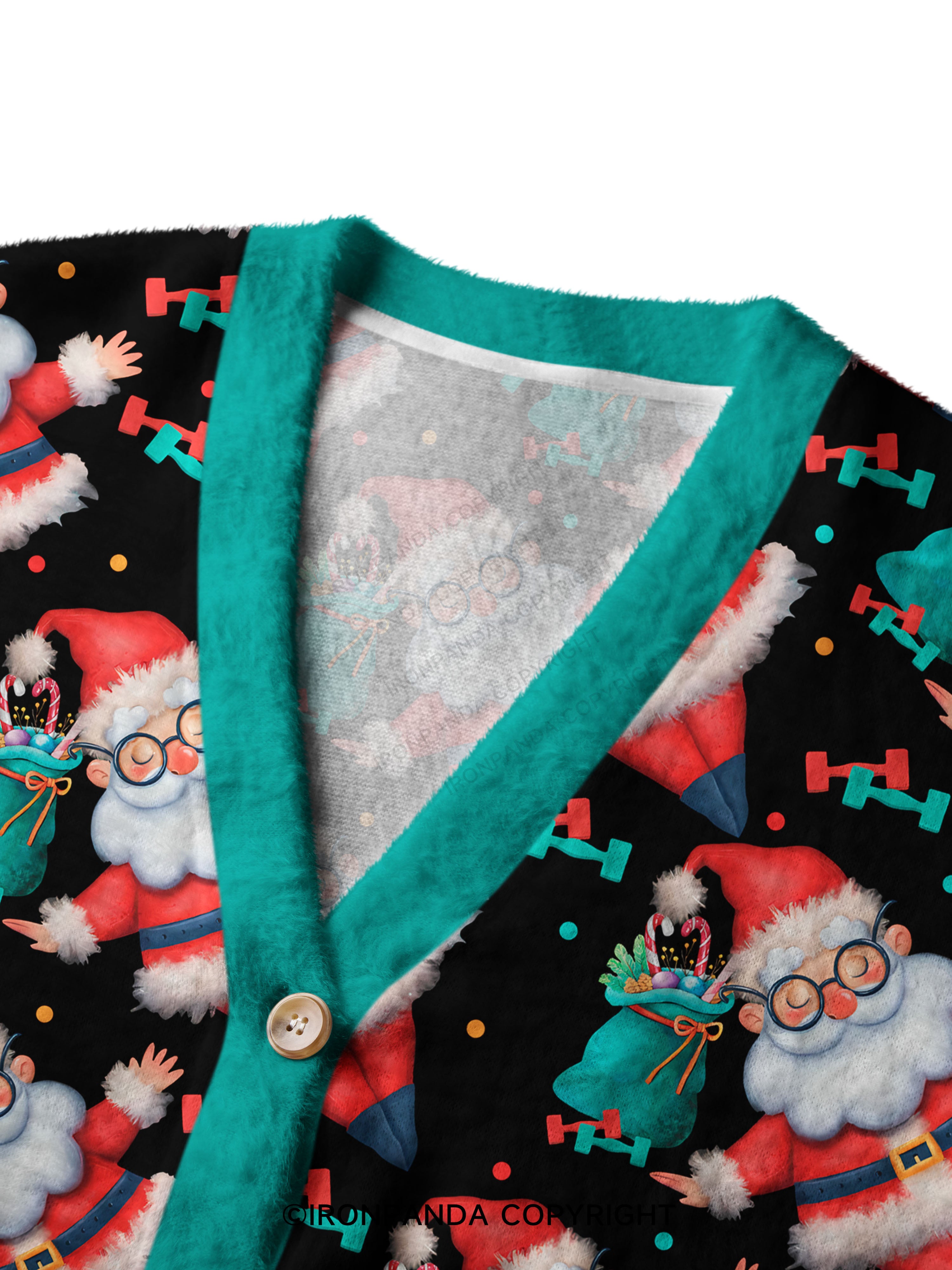 Funny Christmas Santa Knows When You Workout Crop Ugly Cardigan Sweater