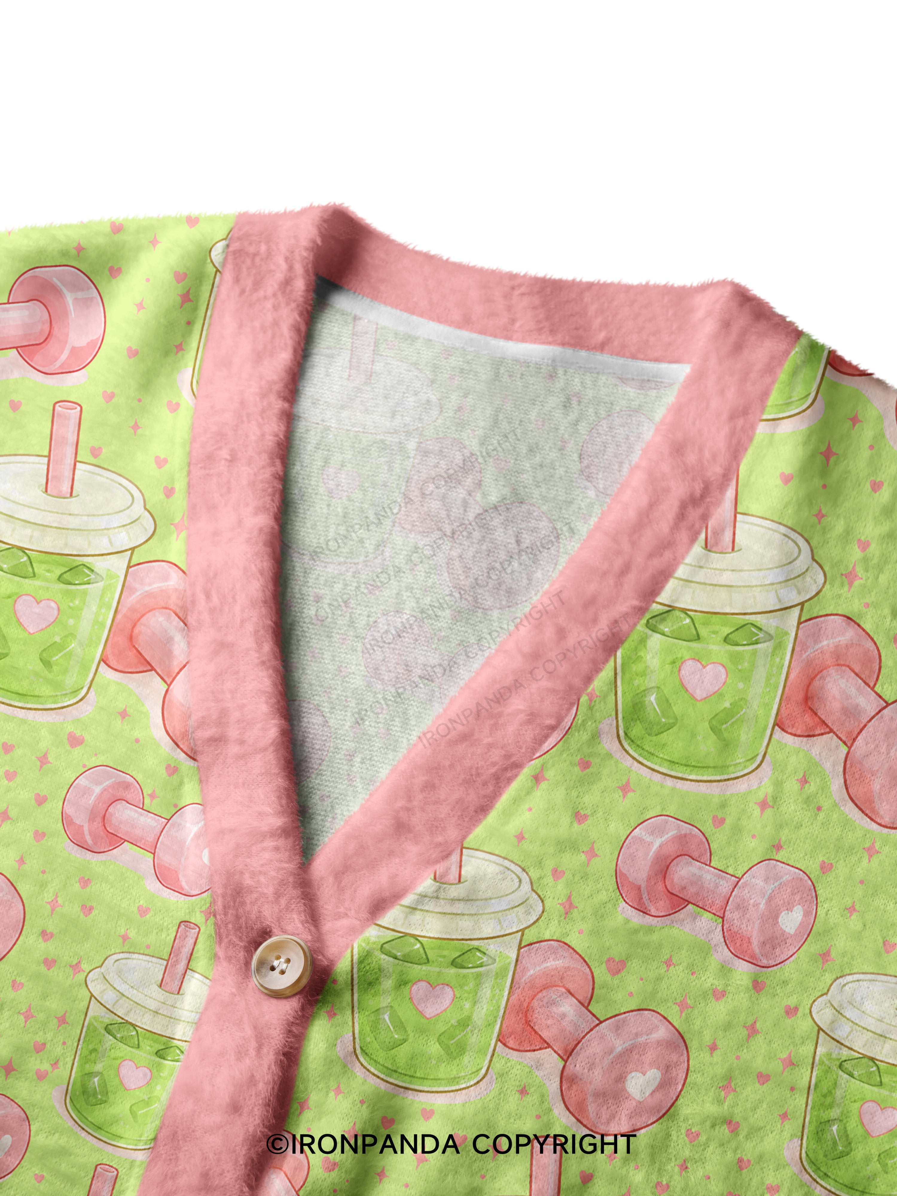 MATCHA & DUMBBELLS Crop Ugly Cardigan Sweater