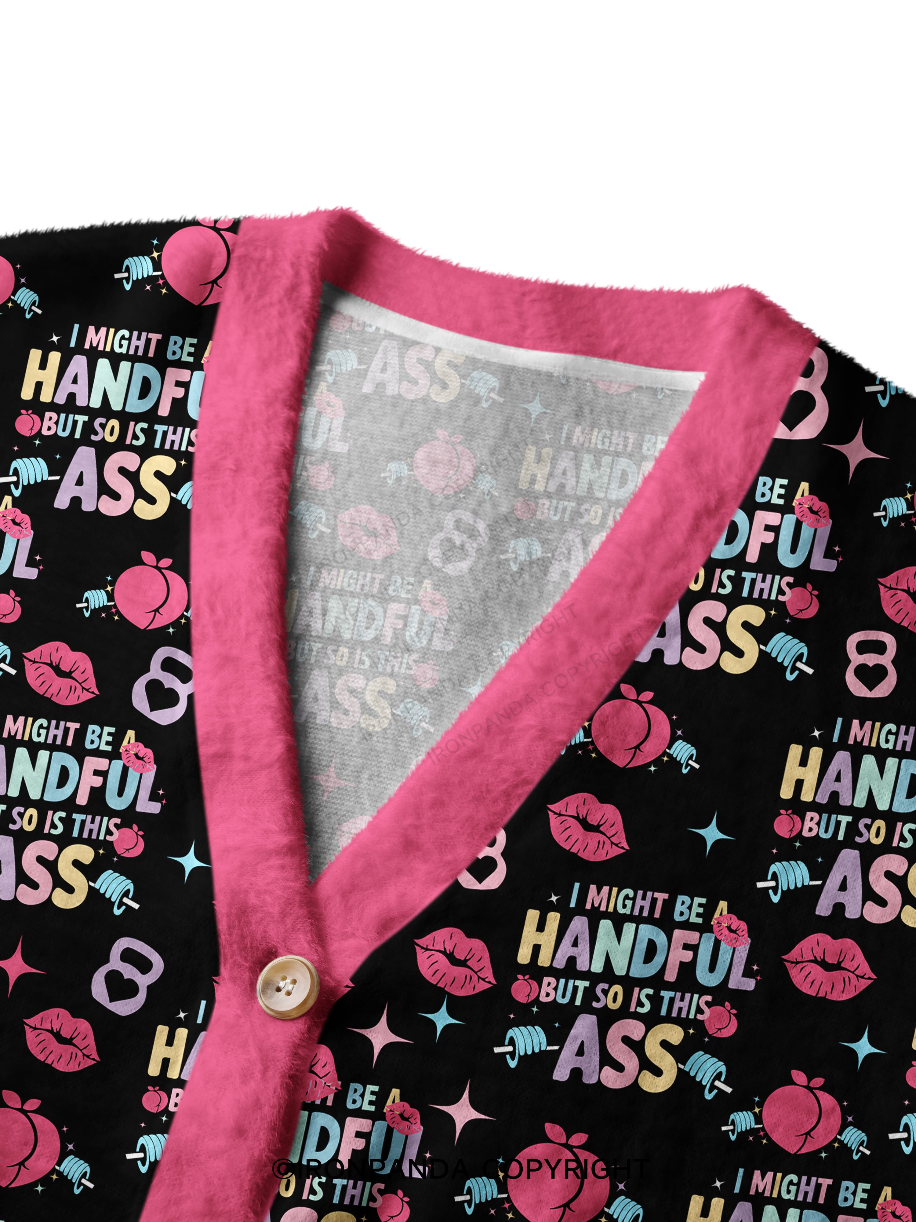 I MIGHT BE A HANDFUL BUT SO IS THIS ASS Crop Ugly Cardigan Sweater