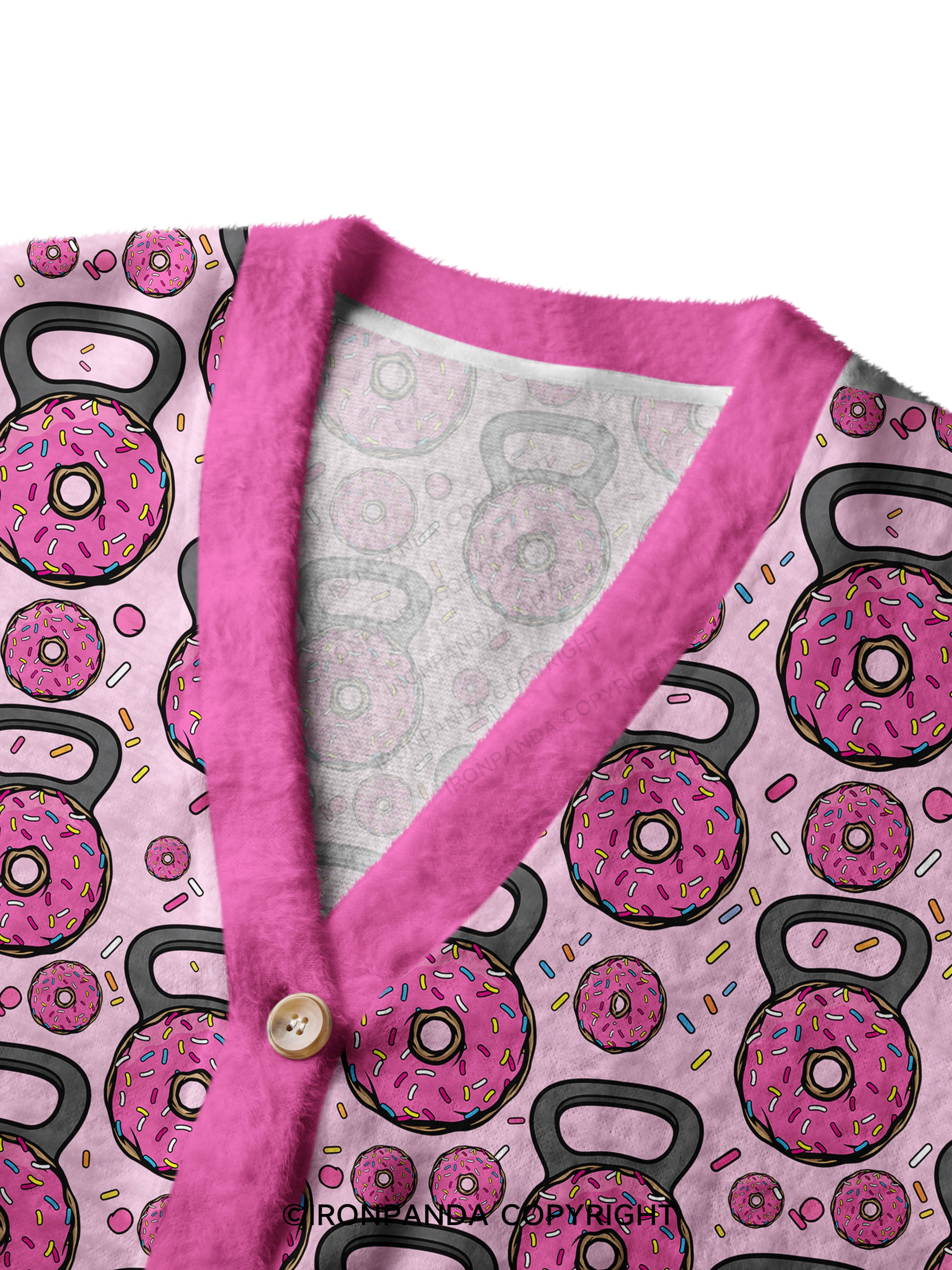 DONUT BARBELL GYM Crop Ugly Cardigan Sweater