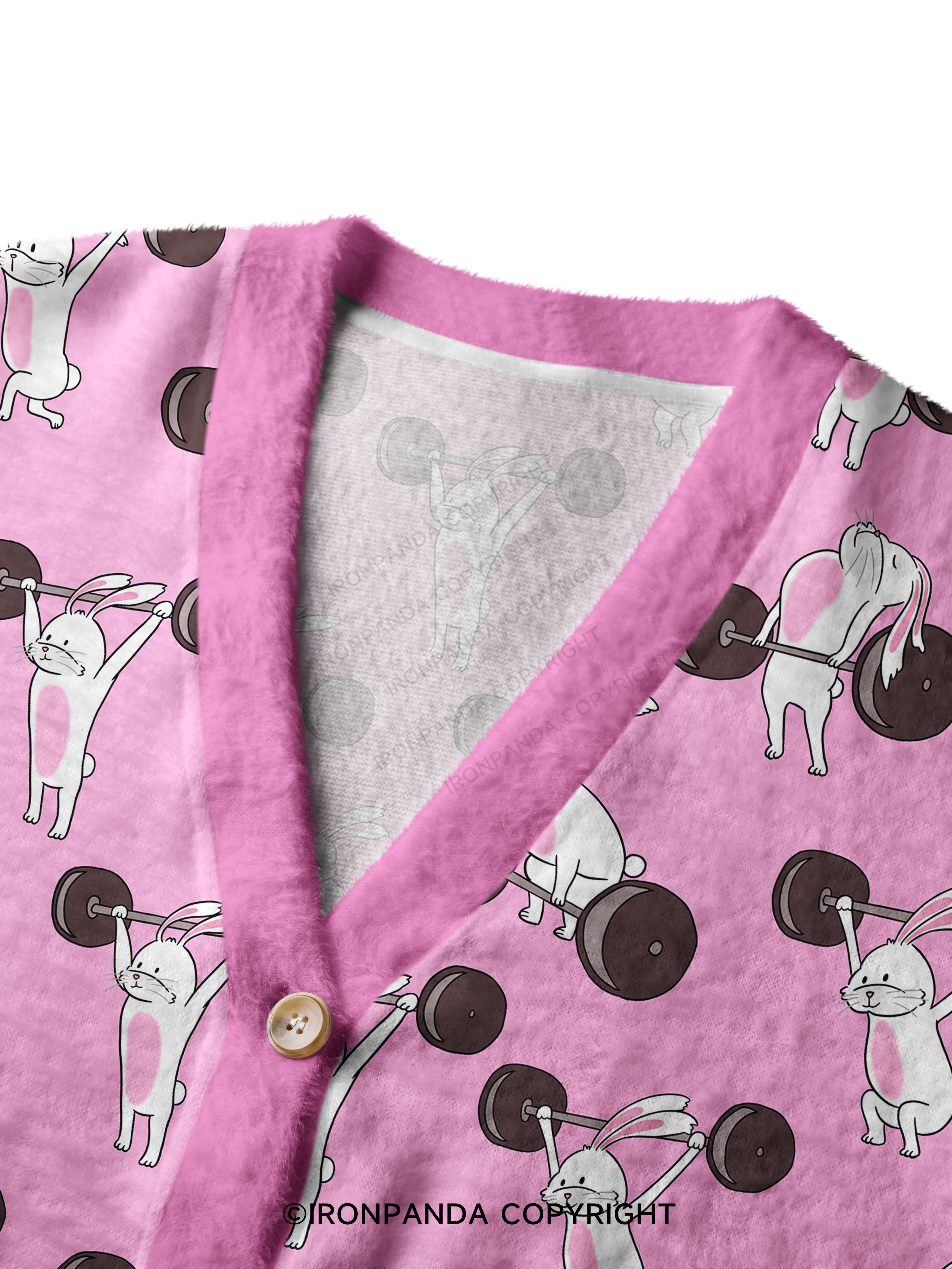 Lift Like Bunny Crop Ugly Cardigan Sweater