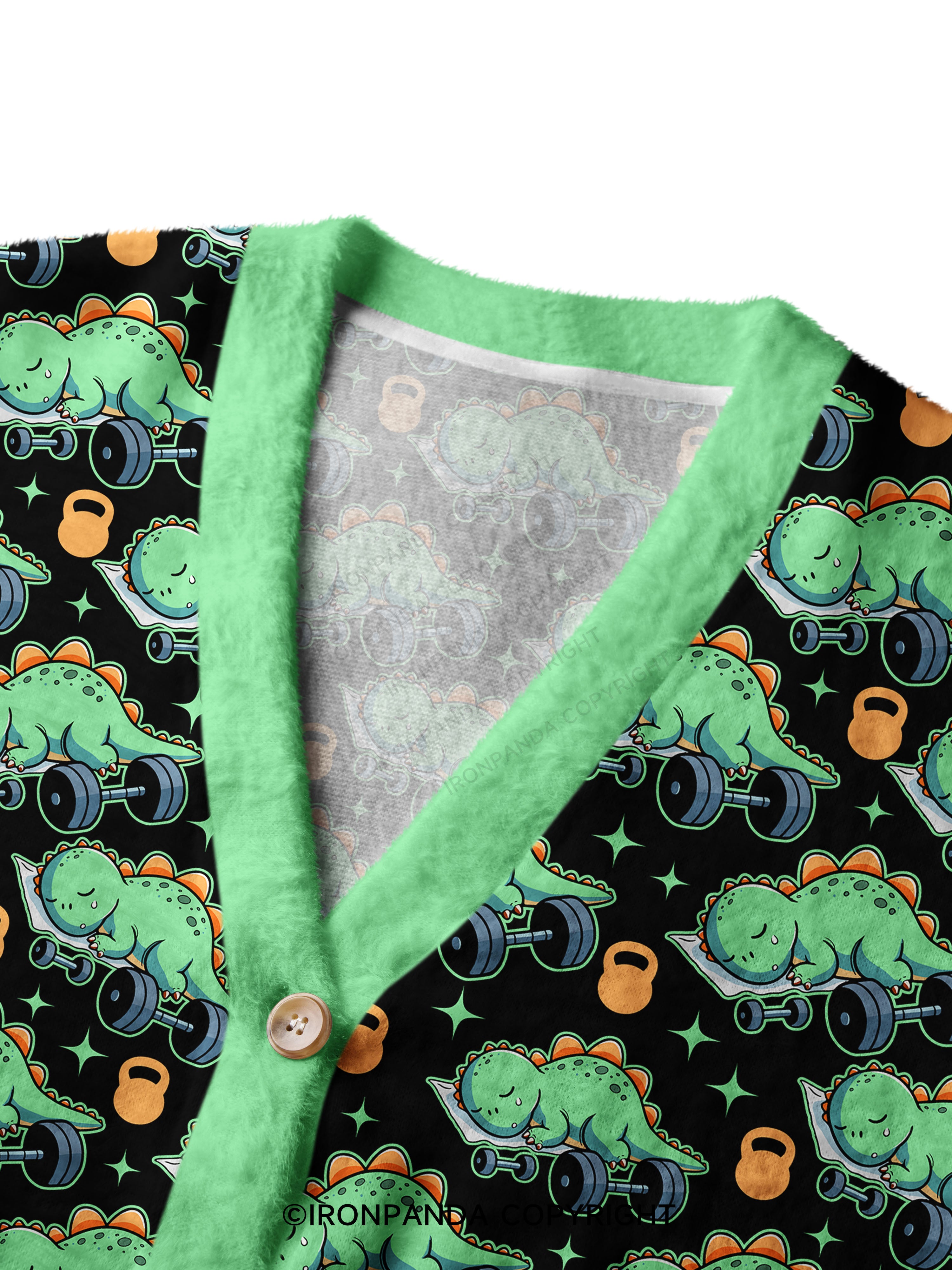 Dino-Sore Sleep Crop Ugly Cardigan Sweater
