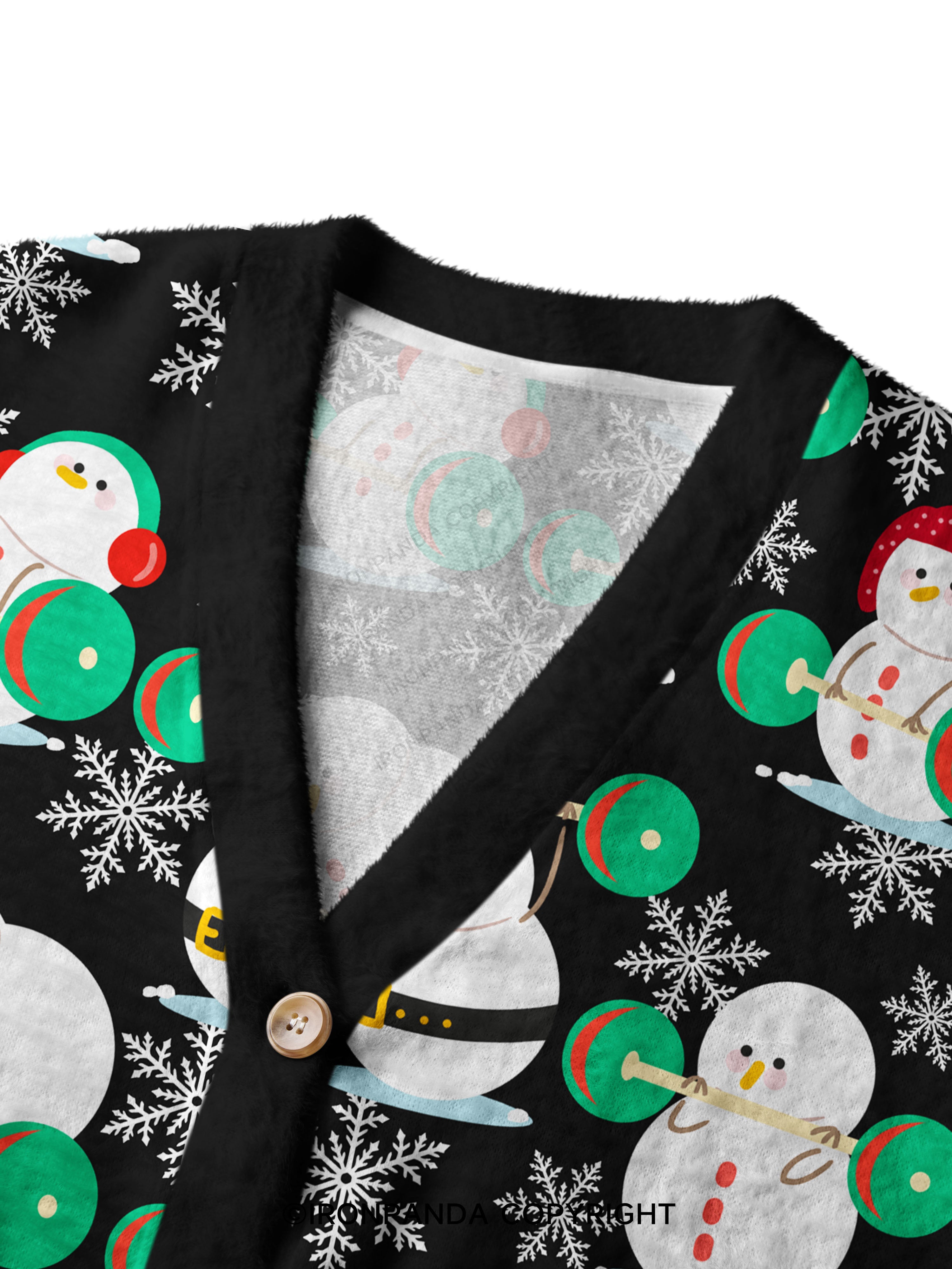 Snowman team weightlifting Crop Ugly Cardigan Sweater
