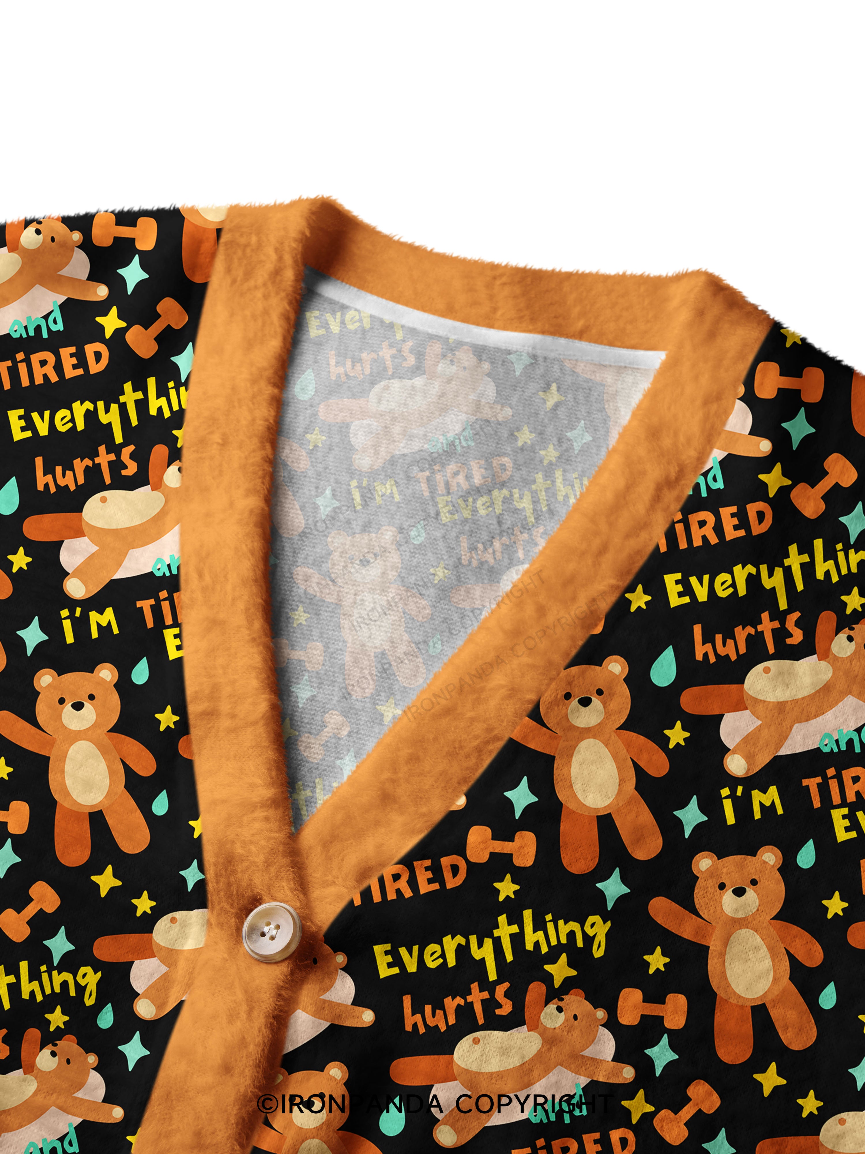EVERYTHING HURTS AND I'M TIRED BEAR Crop Ugly Cardigan Sweater
