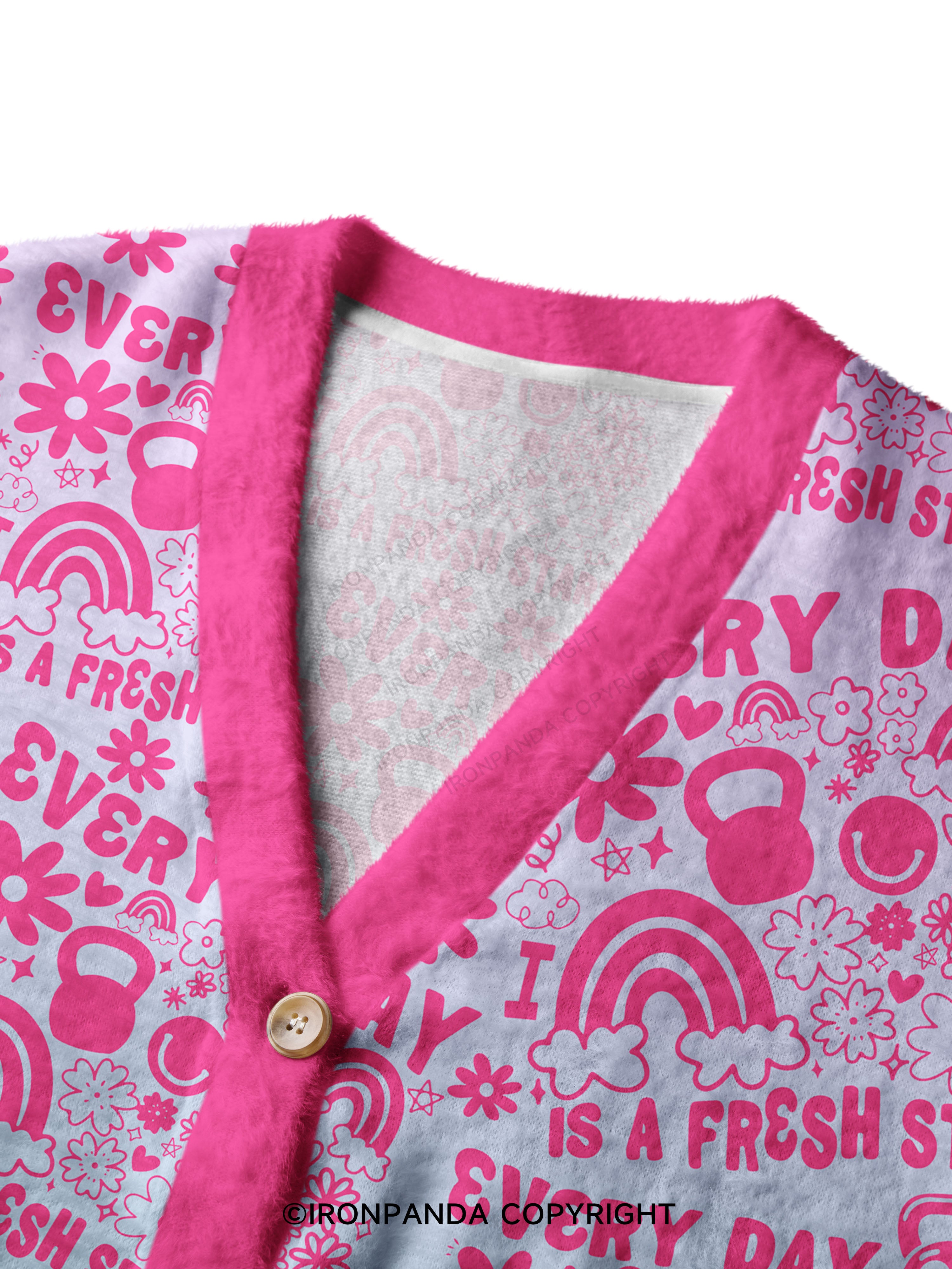 Every Day Is a Fresh Start Crop Ugly Cardigan Sweater