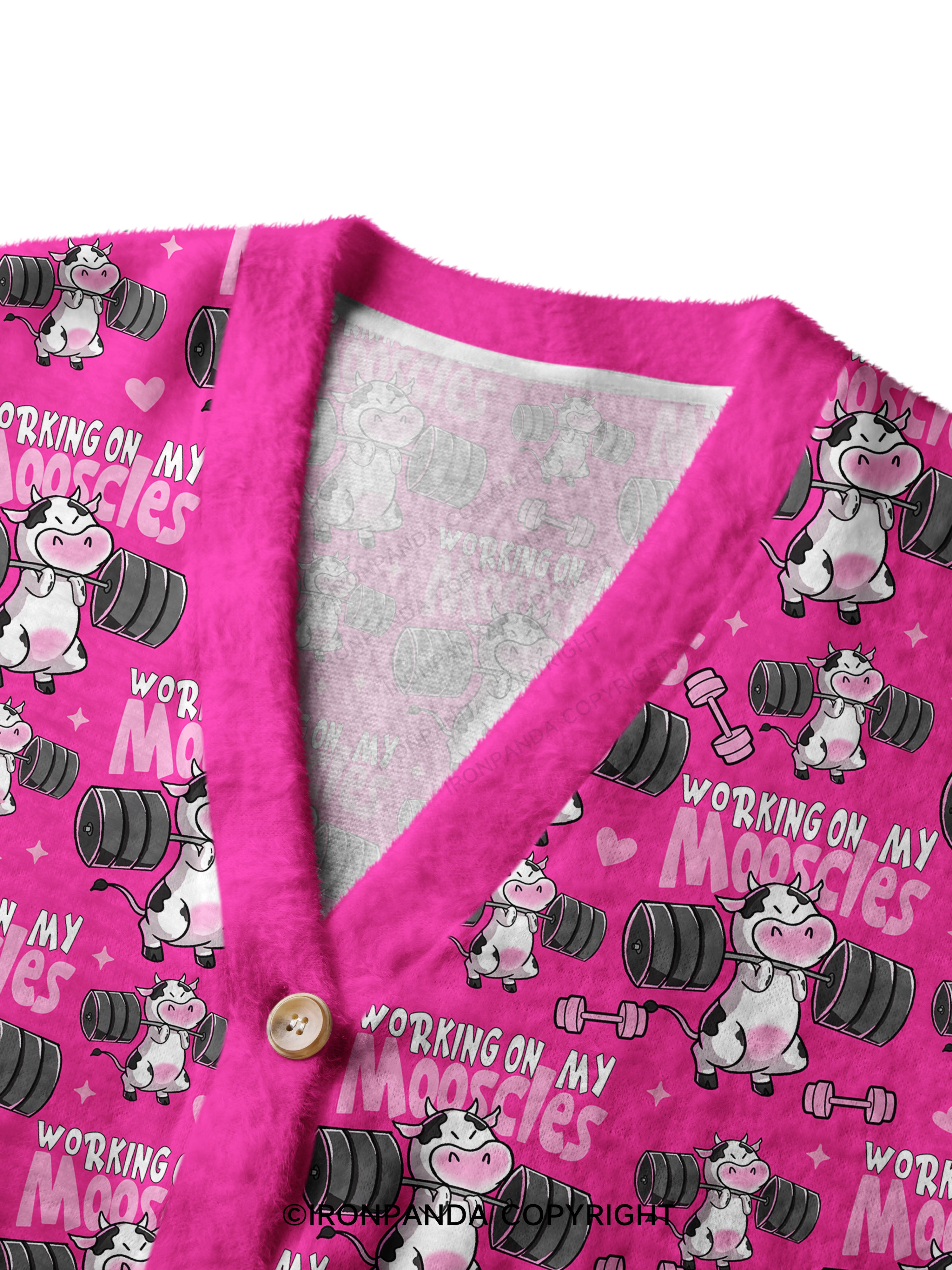 WORKING ON MY MOOSCLES Crop Ugly Cardigan Sweater