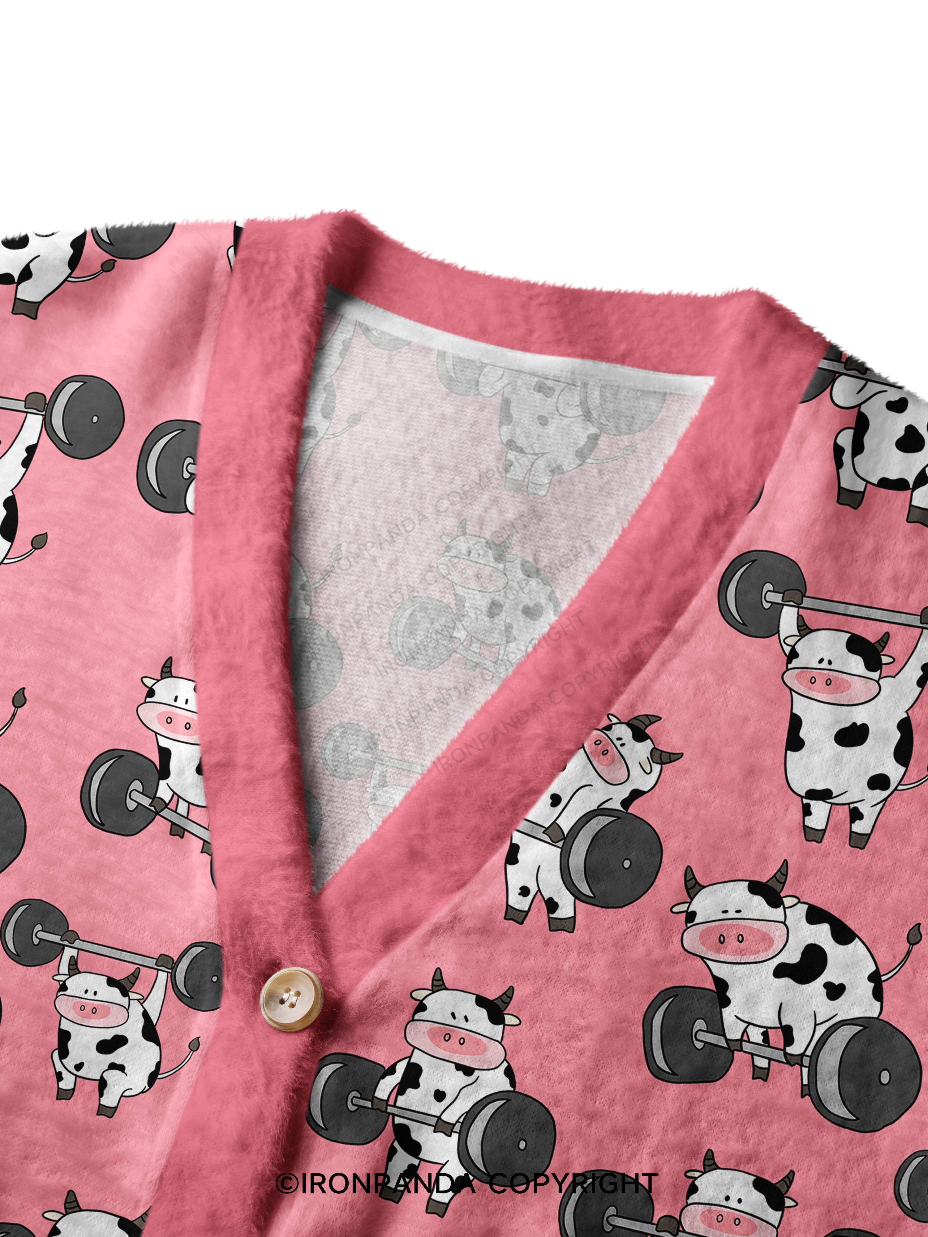 Ironpanda Lift Heavy Dairy Cow Crop Ugly Cardigan Sweater